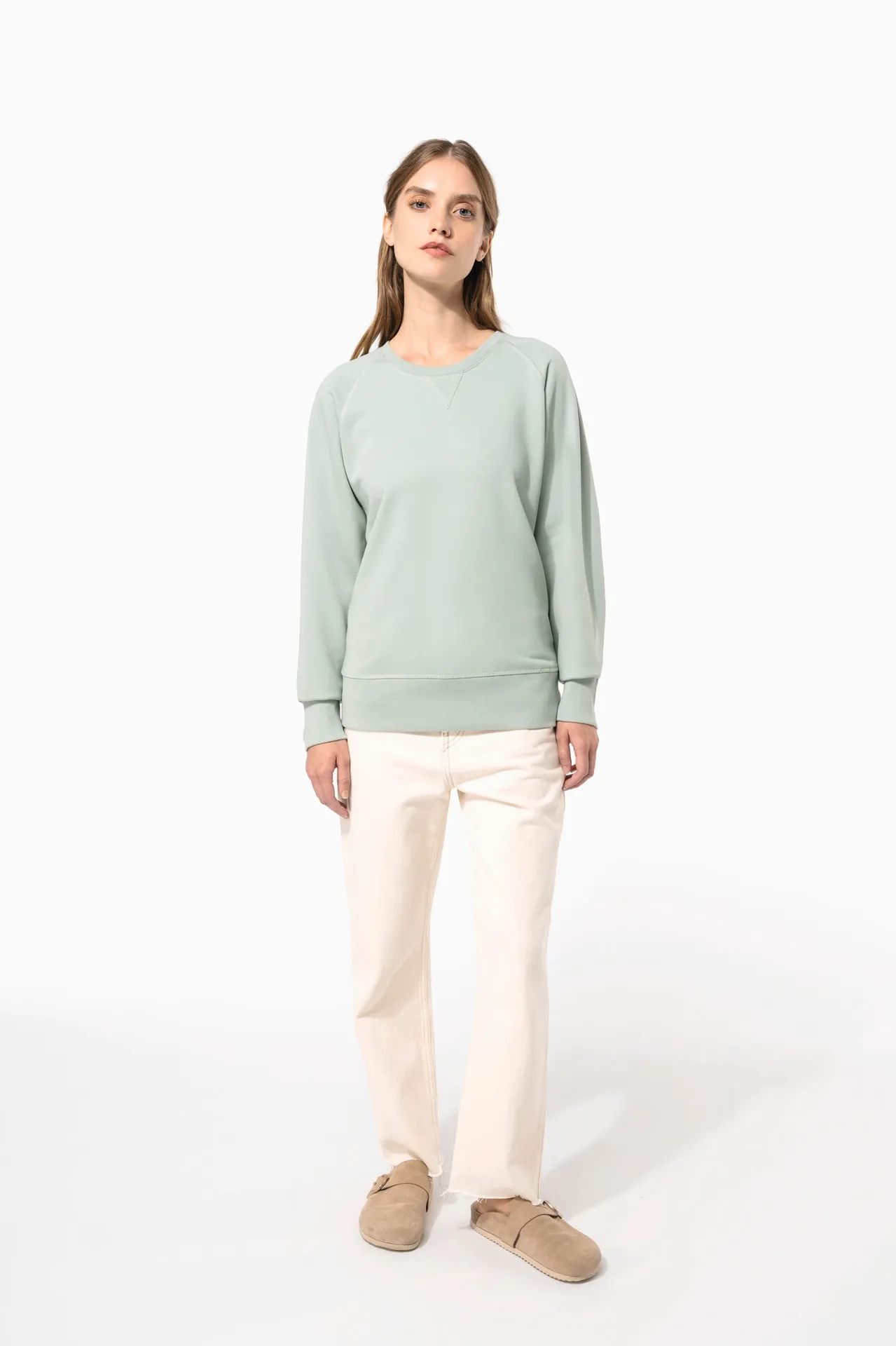 Damen Sweatshirt BIO-BAUMWOLLE Rundhalsausschnitt Raglanärmel