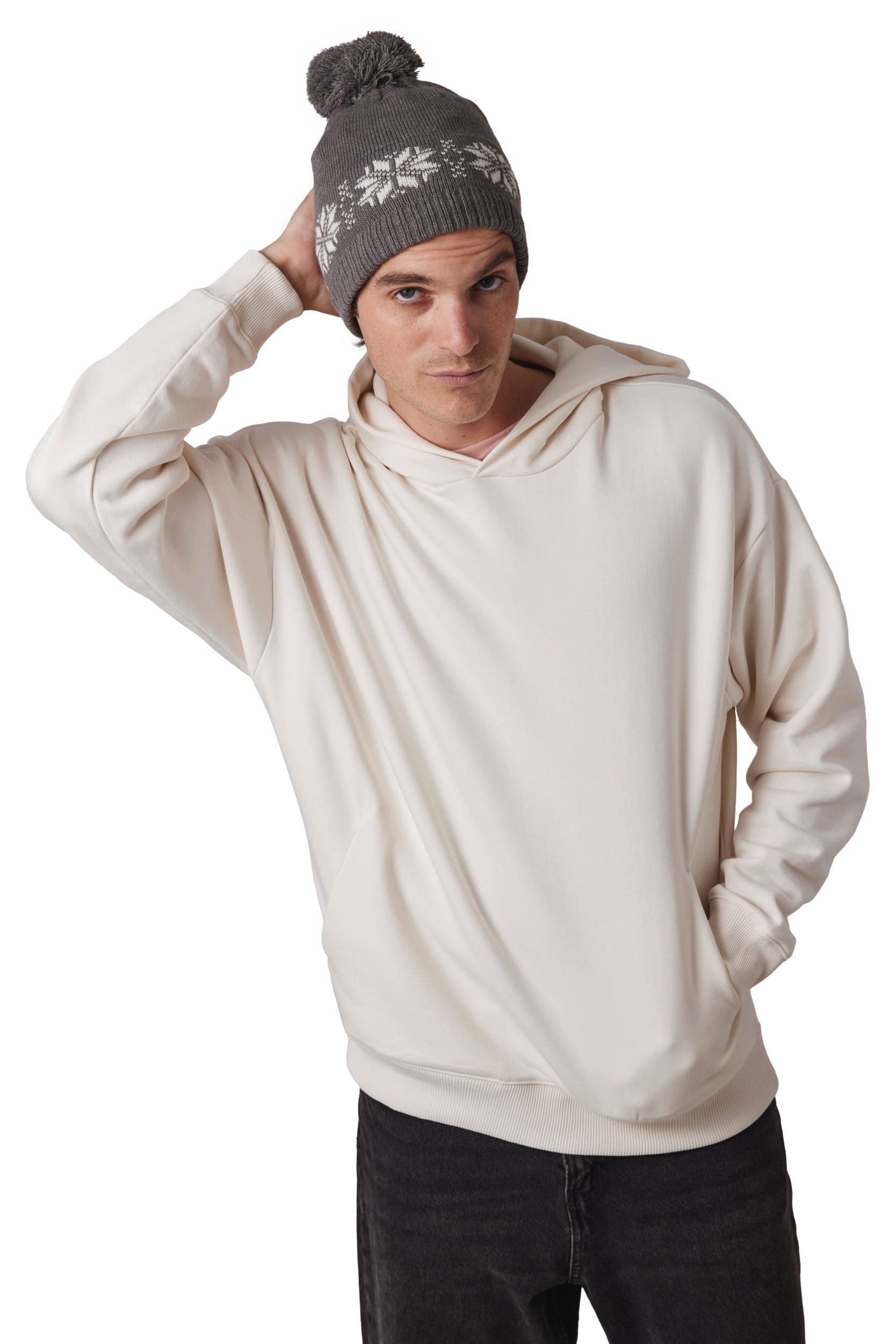 Weihnachtsstrickmütze mit Sternmuster