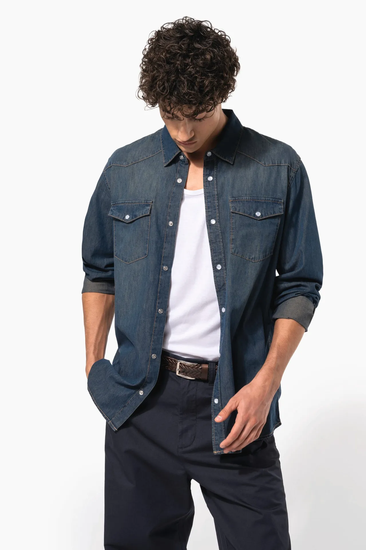 Herren denim-hemd langarm