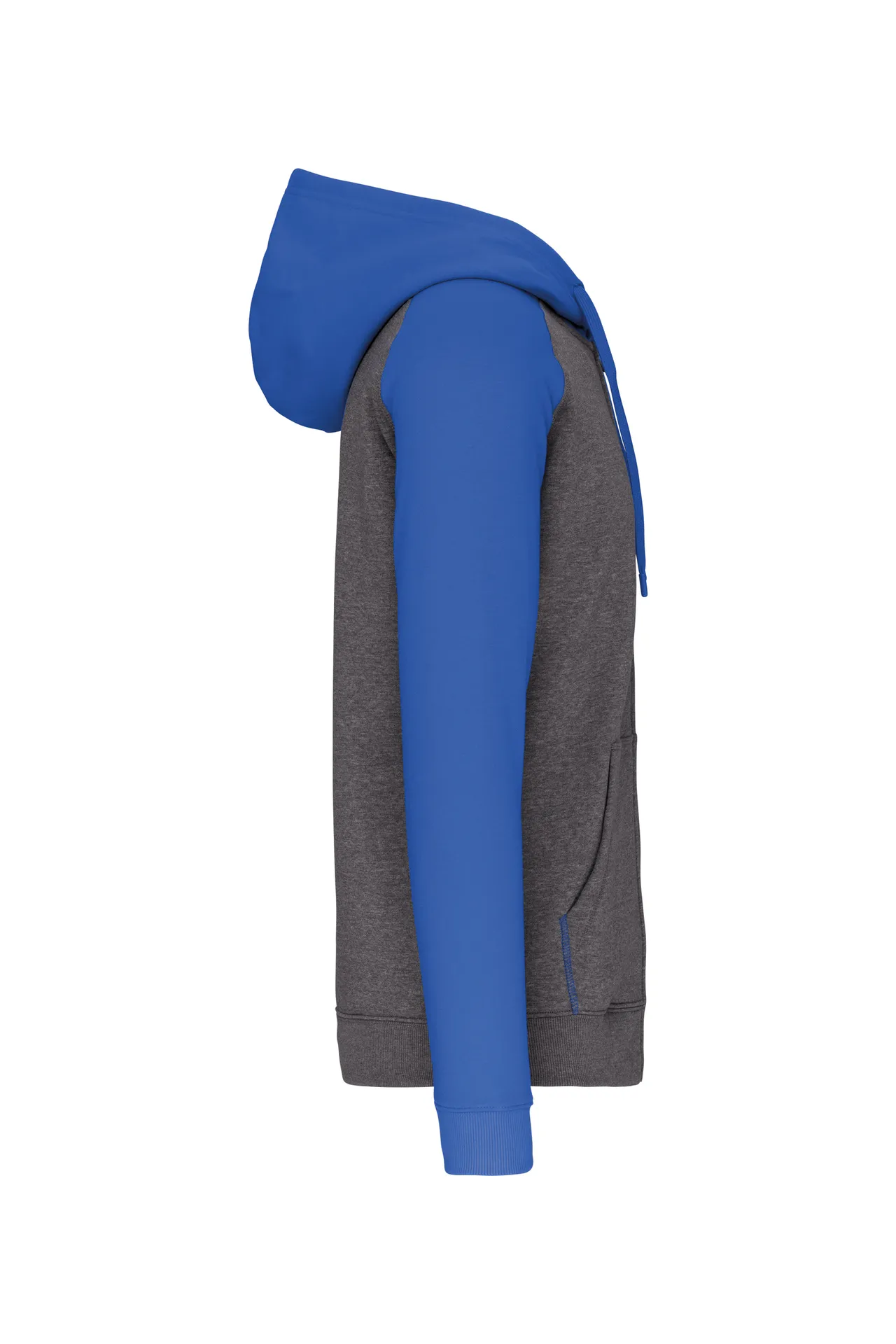 Zweifarbige Unisex-Fleecejacke mit Reißverschluss und Kapuze