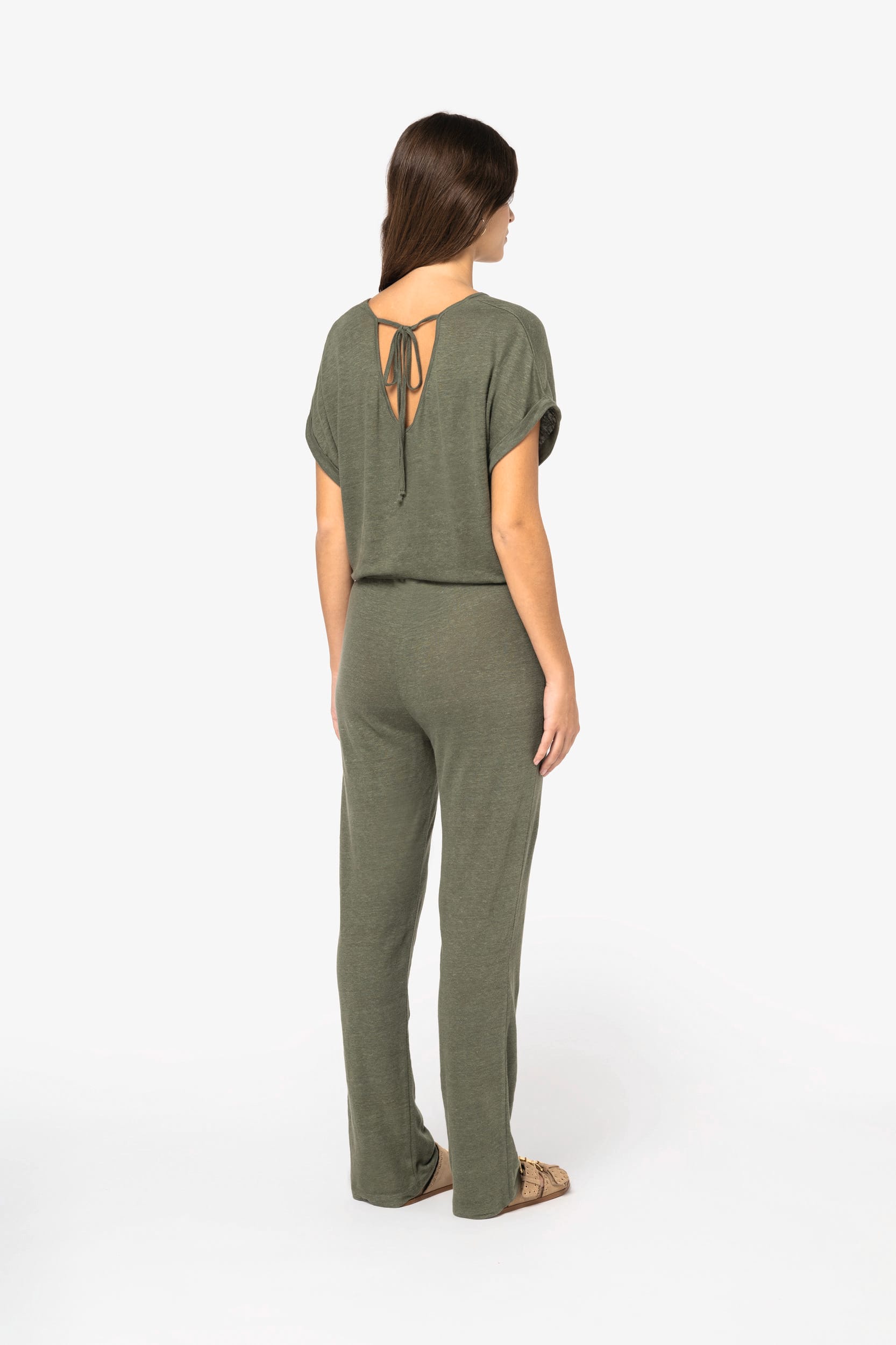 Overall aus Leinenstrickstoff mit kurzen Ärmeln für Damen