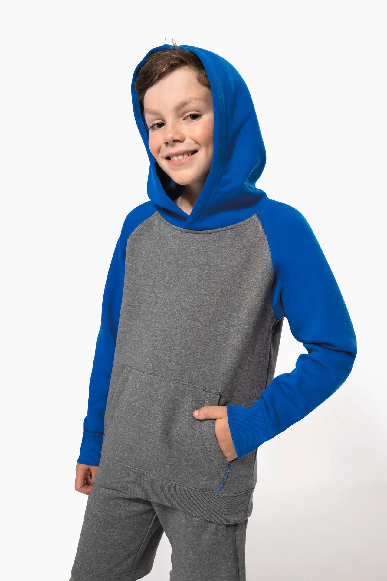 Zweifarbiges Kapuzensweatshirt für Kinder