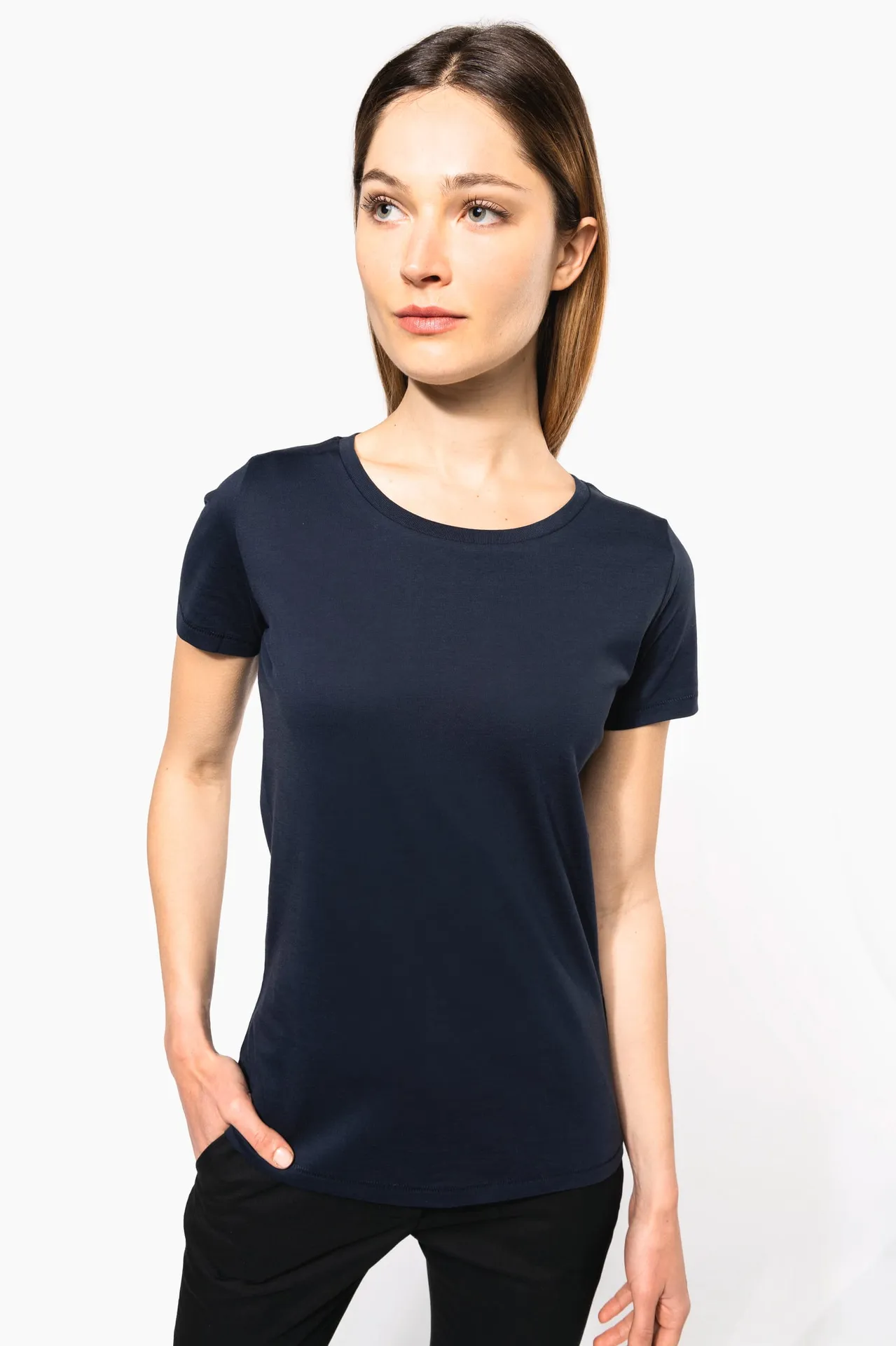 Damen-T-Shirt Supima® mit kurzen Ärmeln und Rundhalsausschnitt