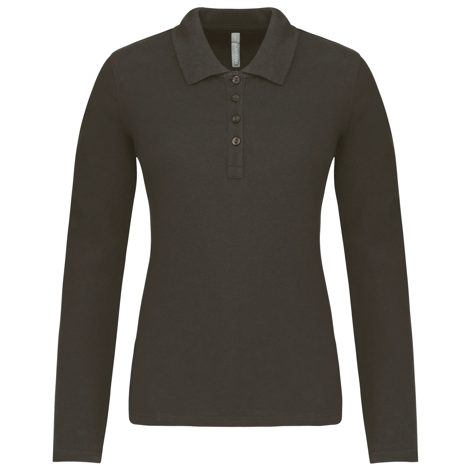 Damen Langarm-Polohemd. Baumwollpiqué