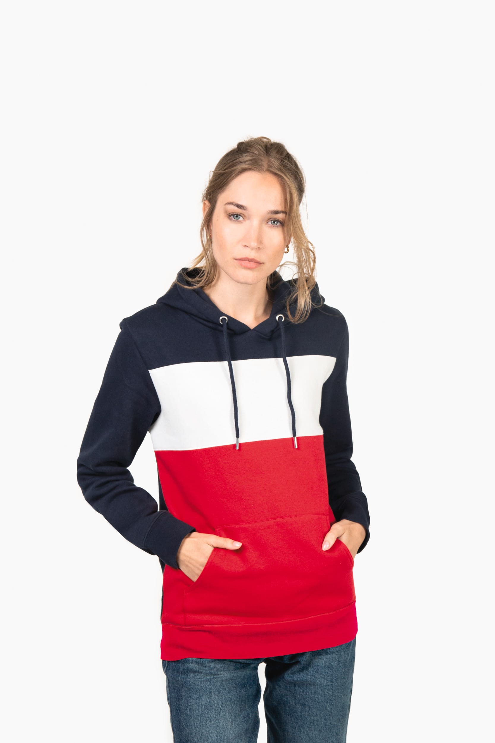 Dreifarbiges Kapuzensweatshirt, Unisex
