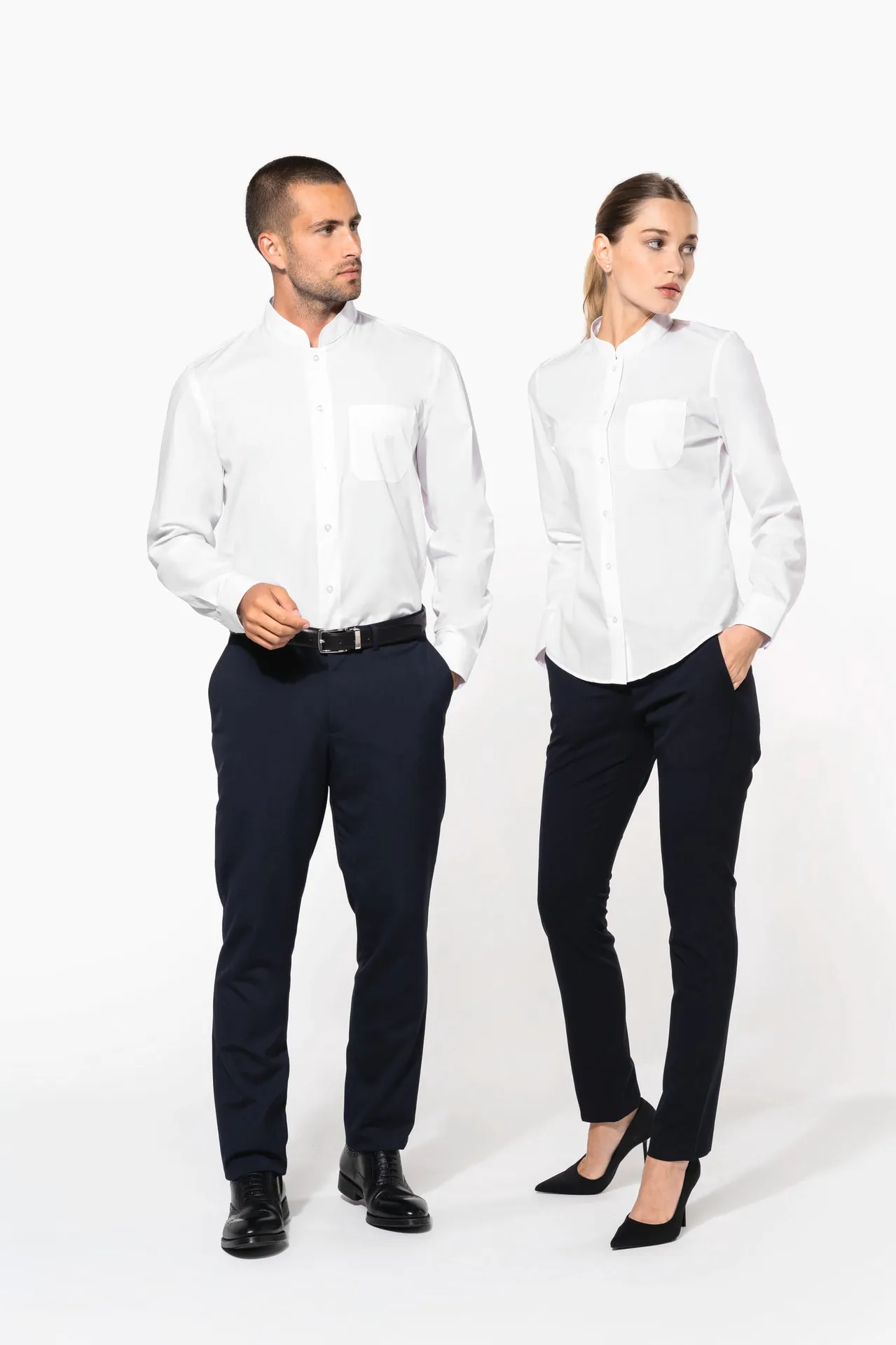 Damen hemdbluse mao-kragen langarm