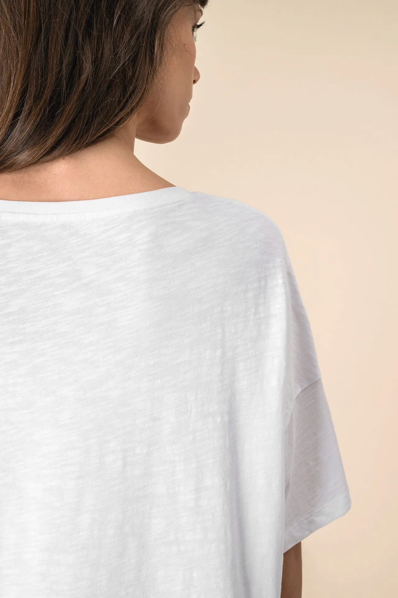 Umweltfreundliches Damen-Slub-Oversize-T-Shirt mit überschnittenen Schultern