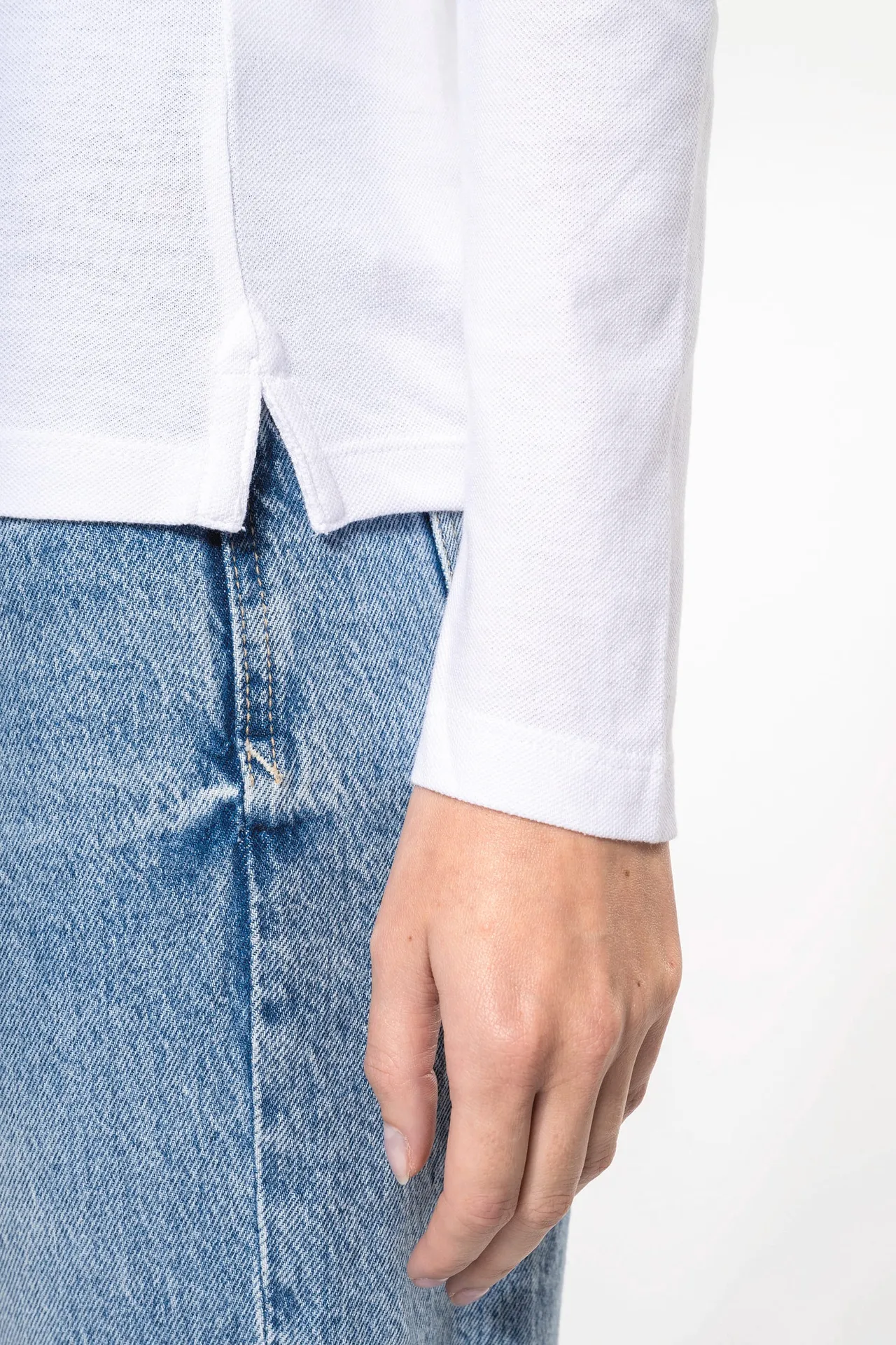 Damen Langarm-Polohemd. Baumwollpiqué