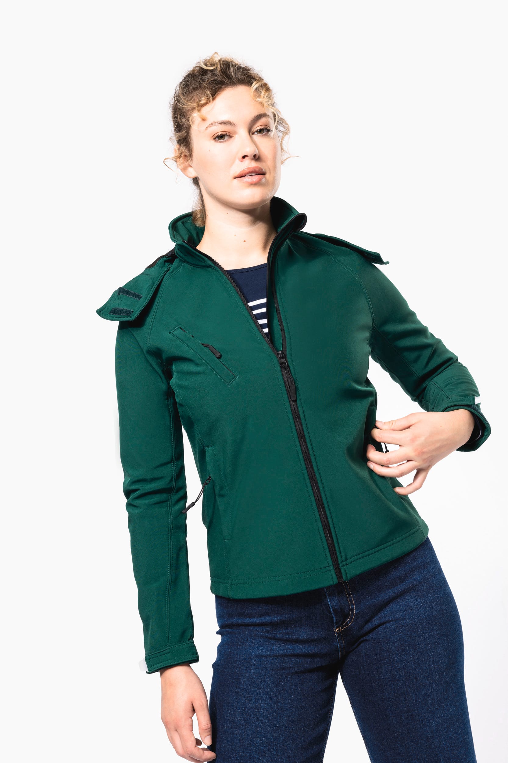 Damen Softshell-Jacke mit Abnehmbare Kapuze