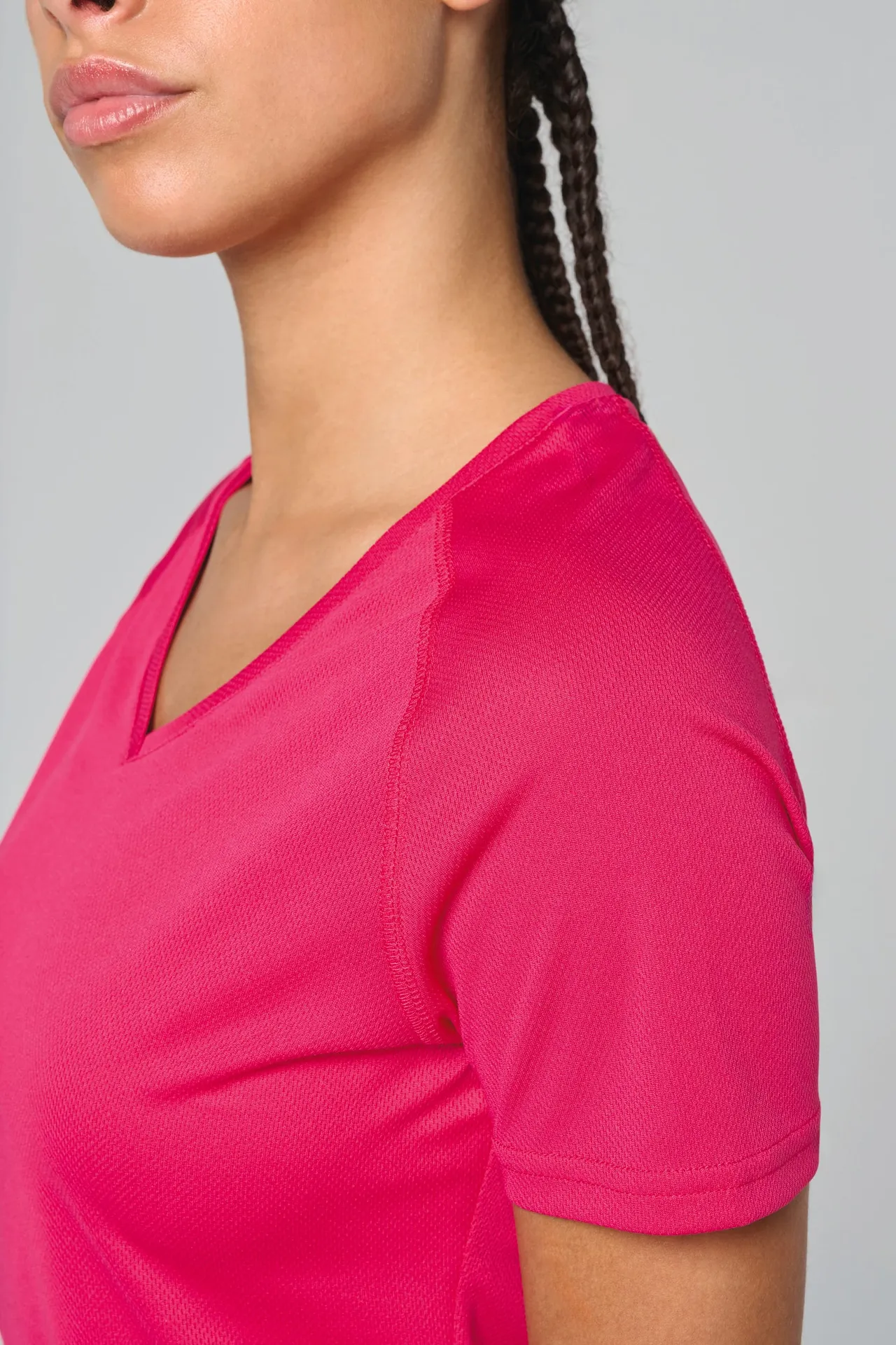 Damen Kurzarm-Sportshirt mit V-Ausschnitt