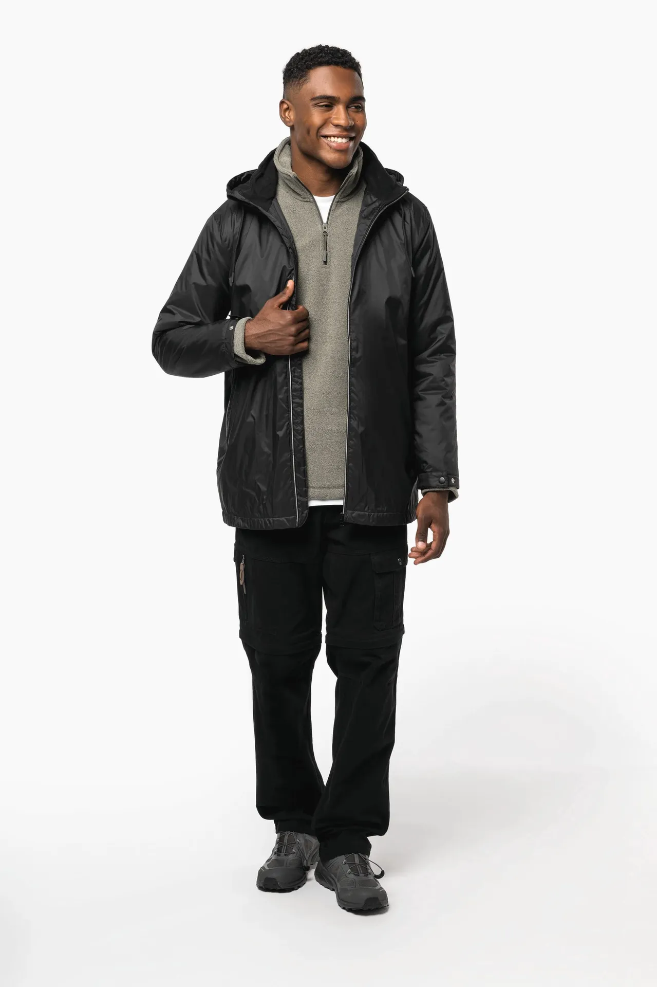 Gefütterte Unisex-Kapuzenjacke aus Mikrofleece