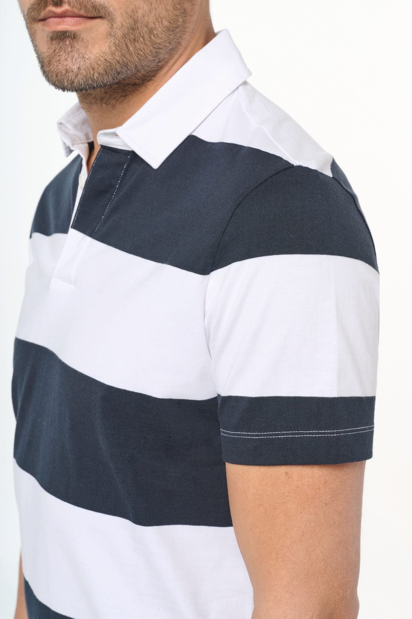 Gestreiftes Polohemd mit kurzen Ärmeln, Unisex