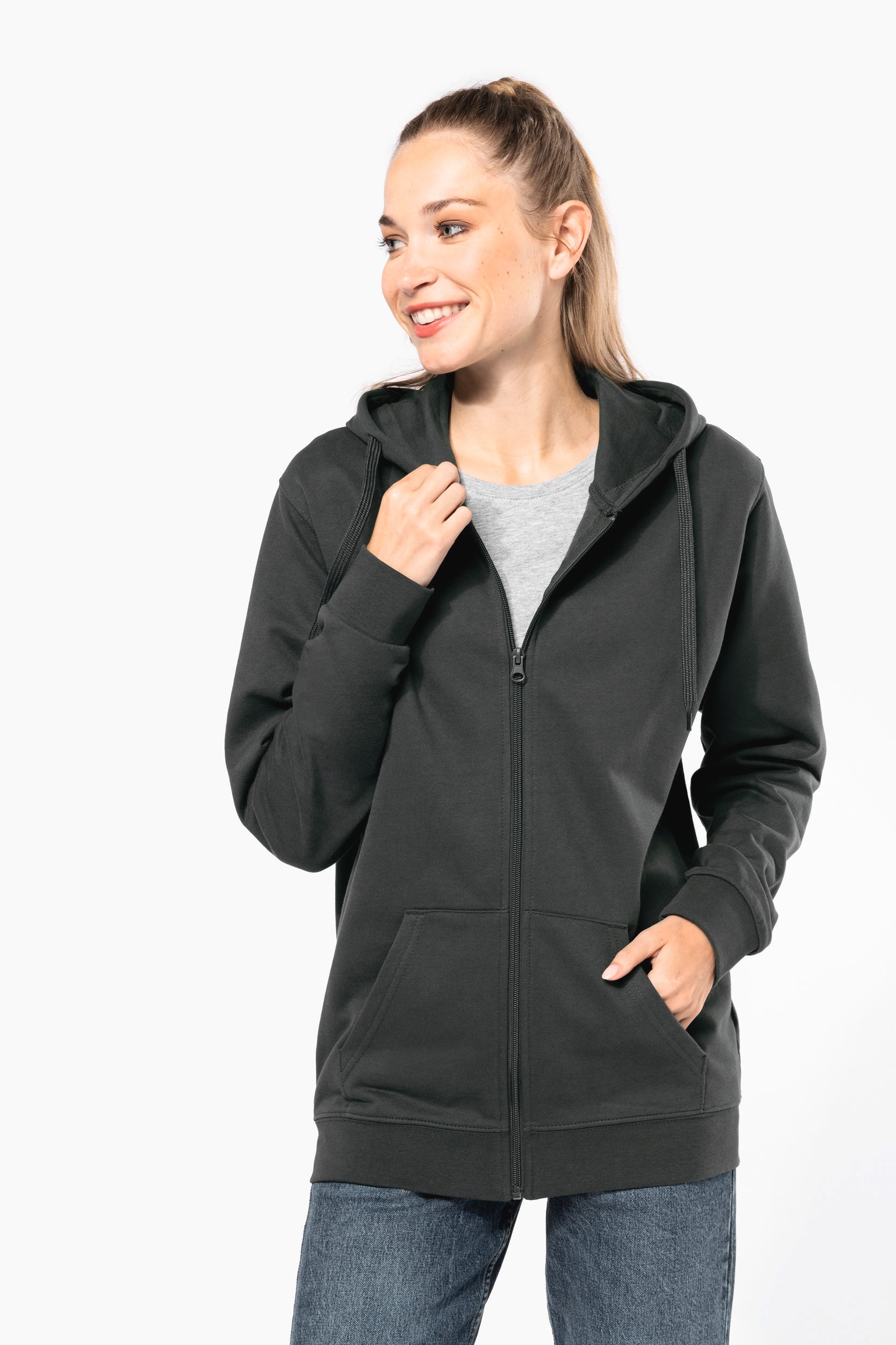 Recyceltes Unisex-Sweatshirt mit Reißverschluss und Kapuze