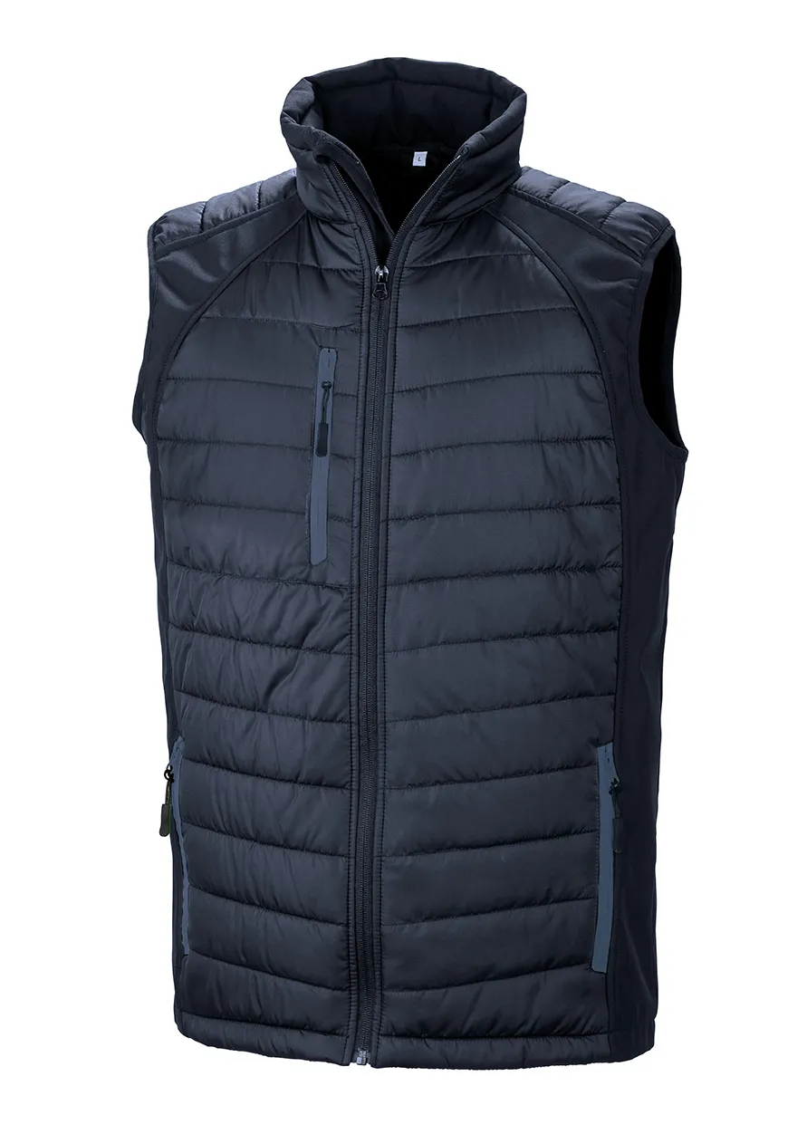 Black compass padded soft shell gilet