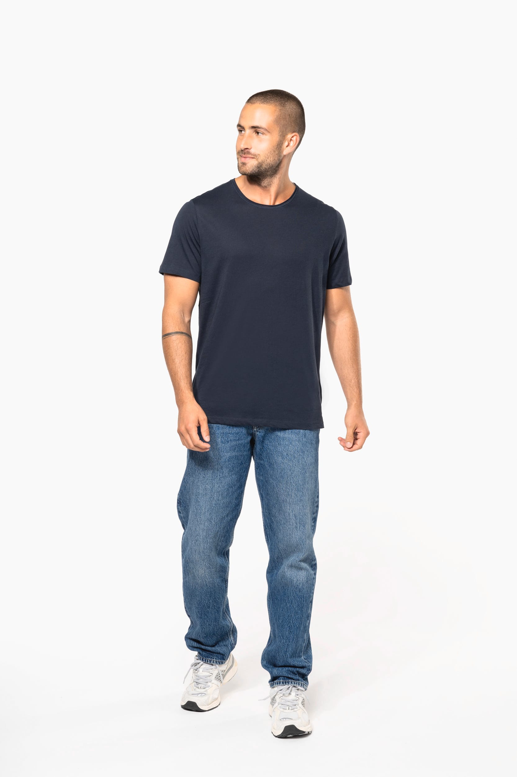 Bio-T-Shirt mit kurzen Ärmeln und ungesäumten Halsausschnitt