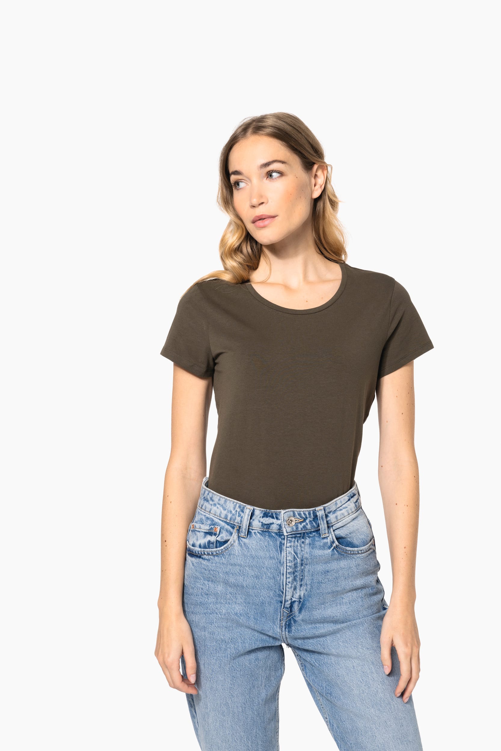 Kurzarm-Damen-T-Shirt mit Rundhalsausschnitt
