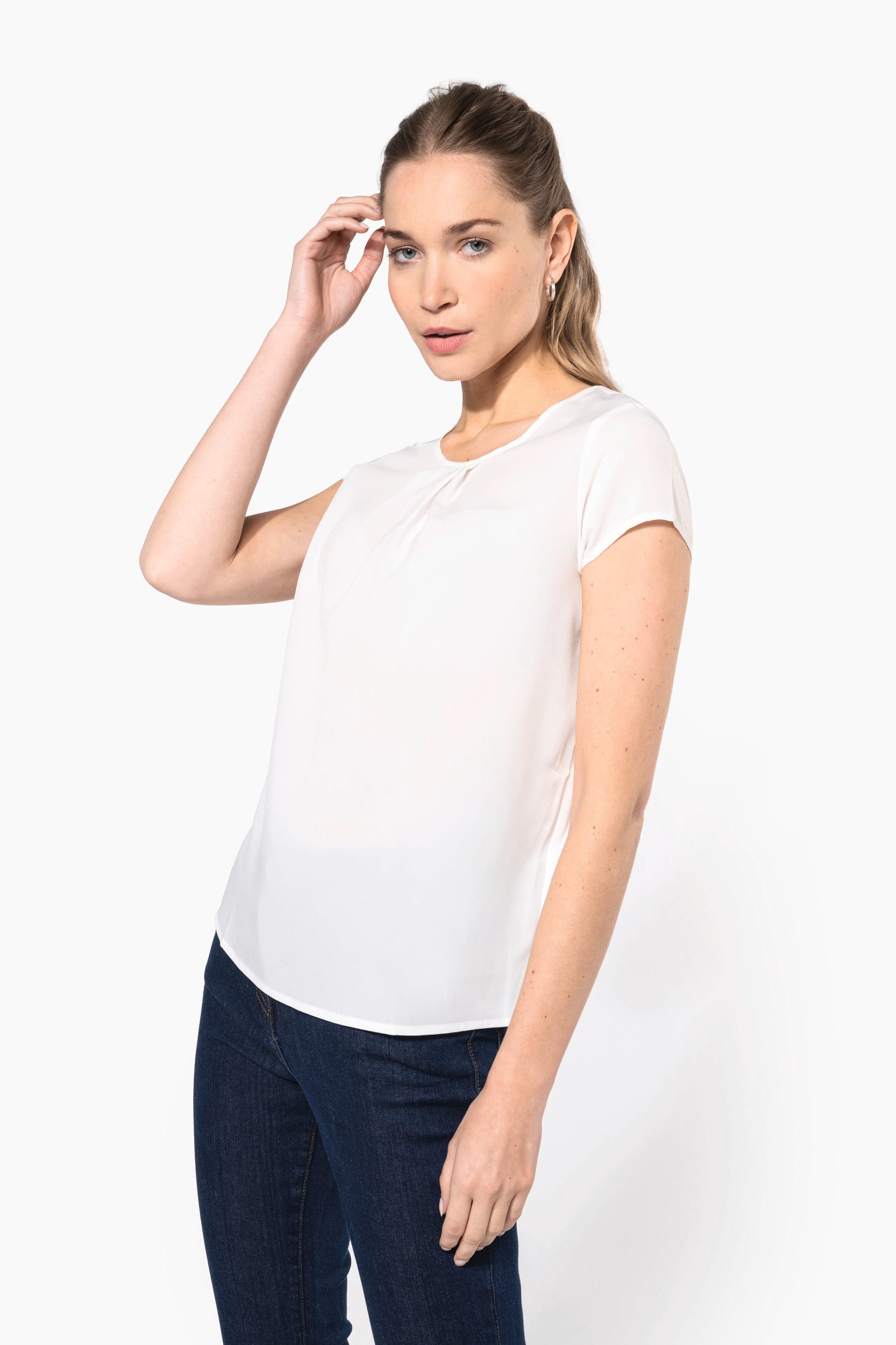 Kurzarm-Kreppbluse für Damen