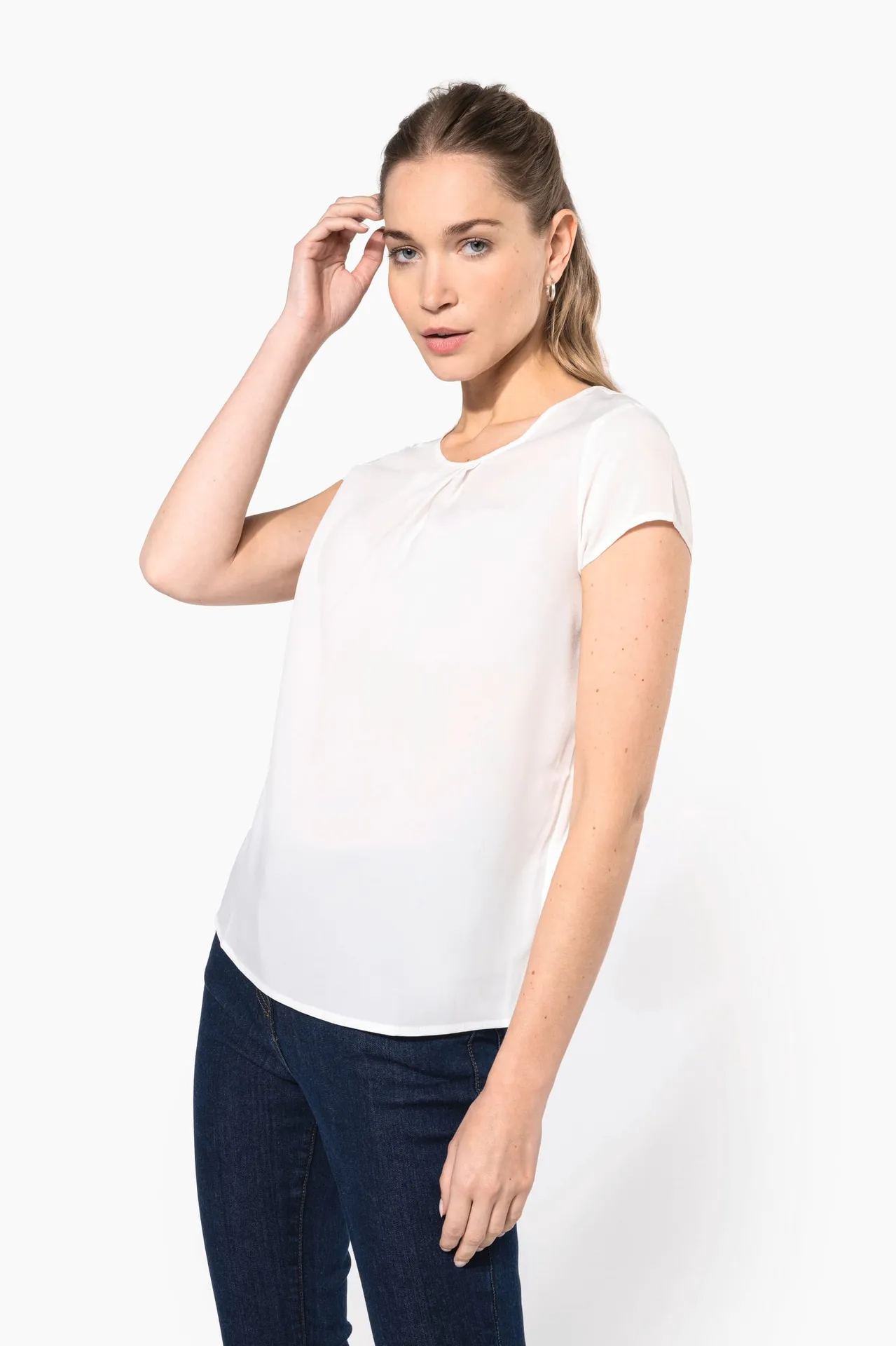 Kurzarm-Kreppbluse für Damen