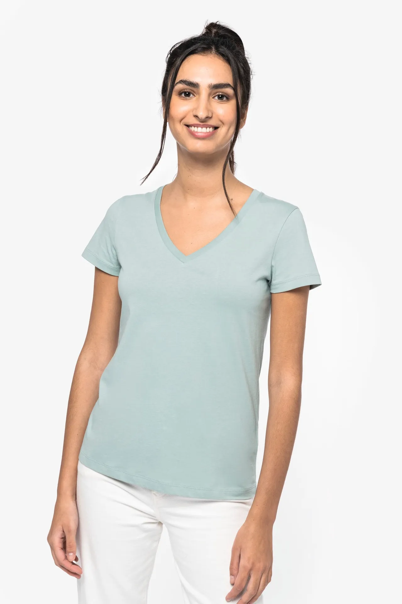 Damen Umweltfreundliches T-Shirt mit V-Ausschnitt