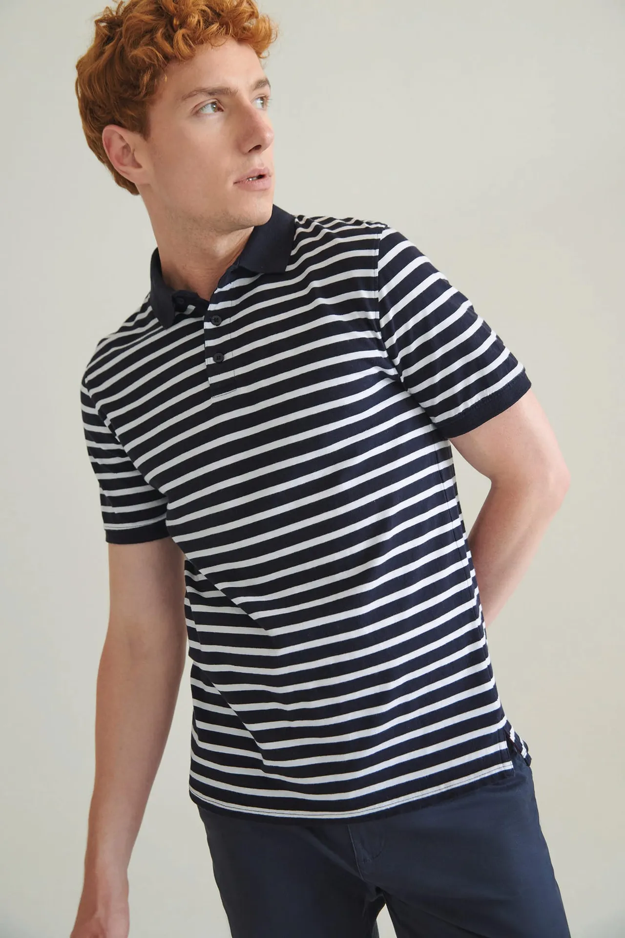 Gestreiftes Jersey-Polohemd