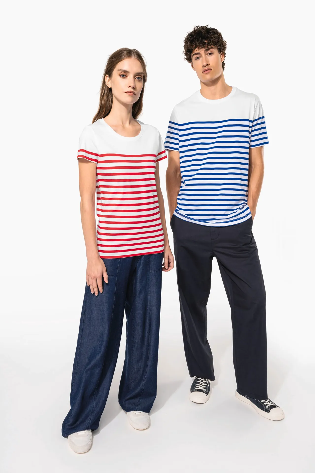 T-Shirt im Marine-Stil mit Rundhalsausschnitt Bio Damen
