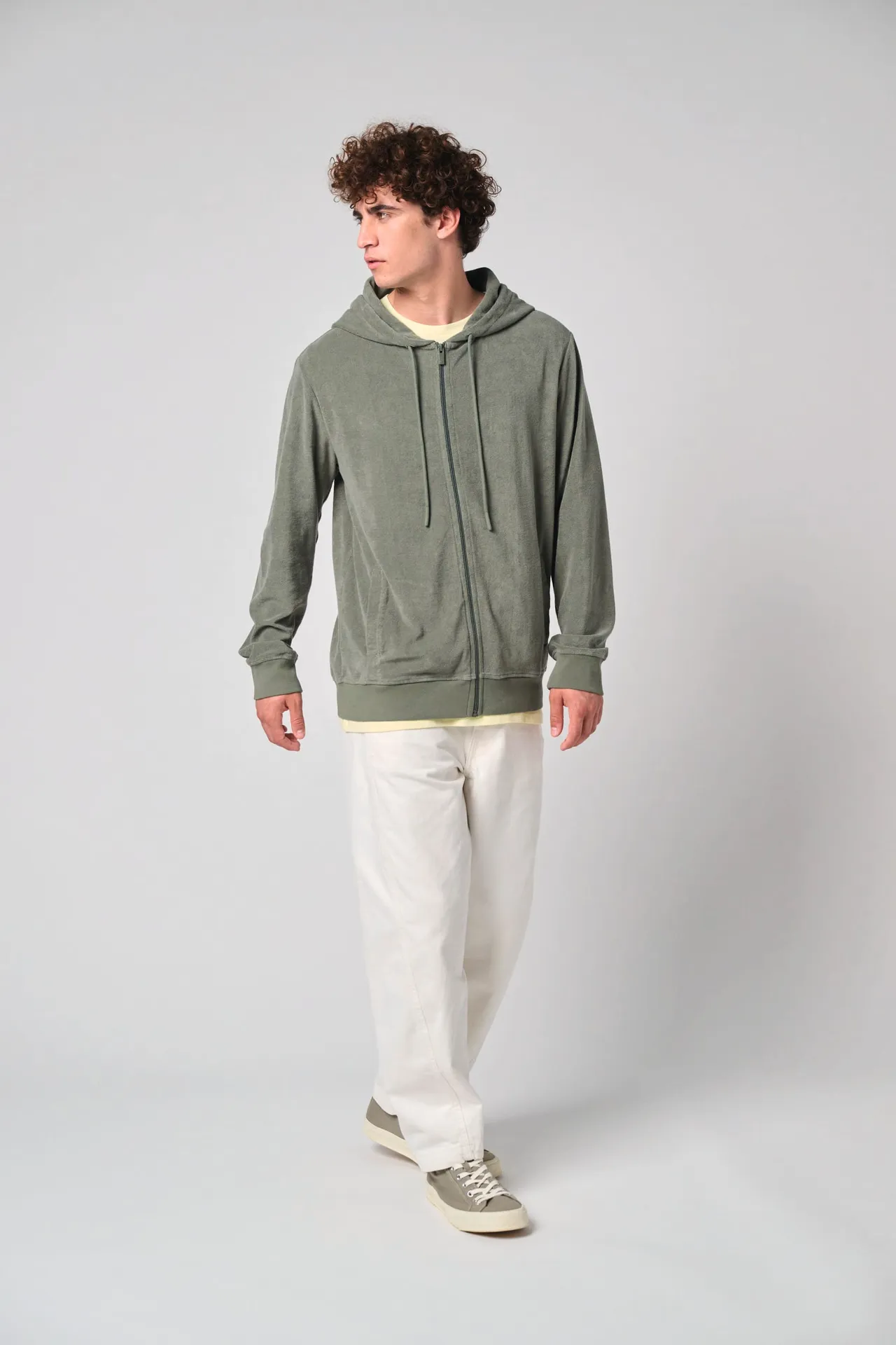 Umweltfreundliches Kapuzensweatshirt aus Frottee mit Reißverschluss für Herren