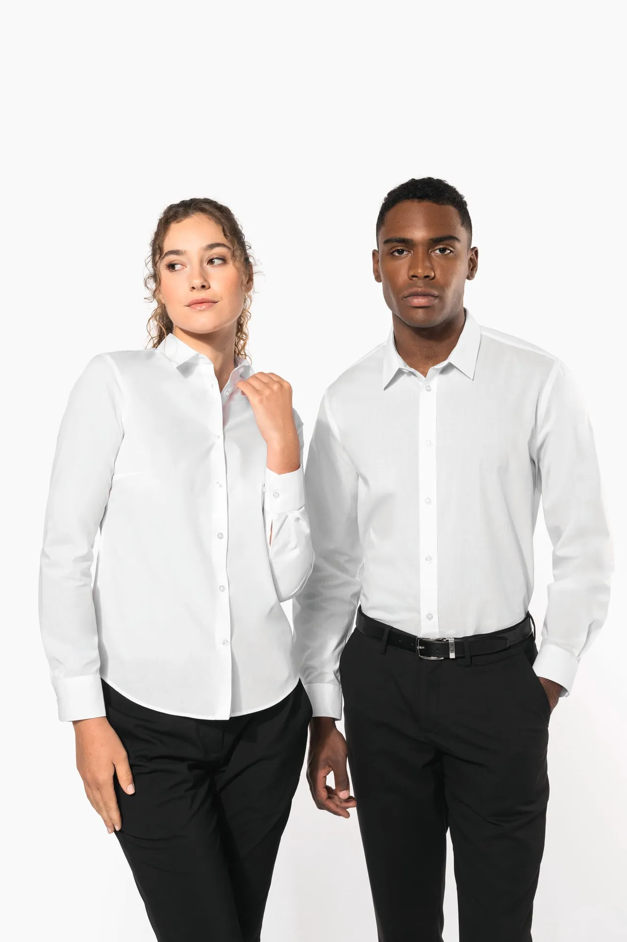 Popeline-Hemd Baumwollpolyester pflegeleicht für Damen