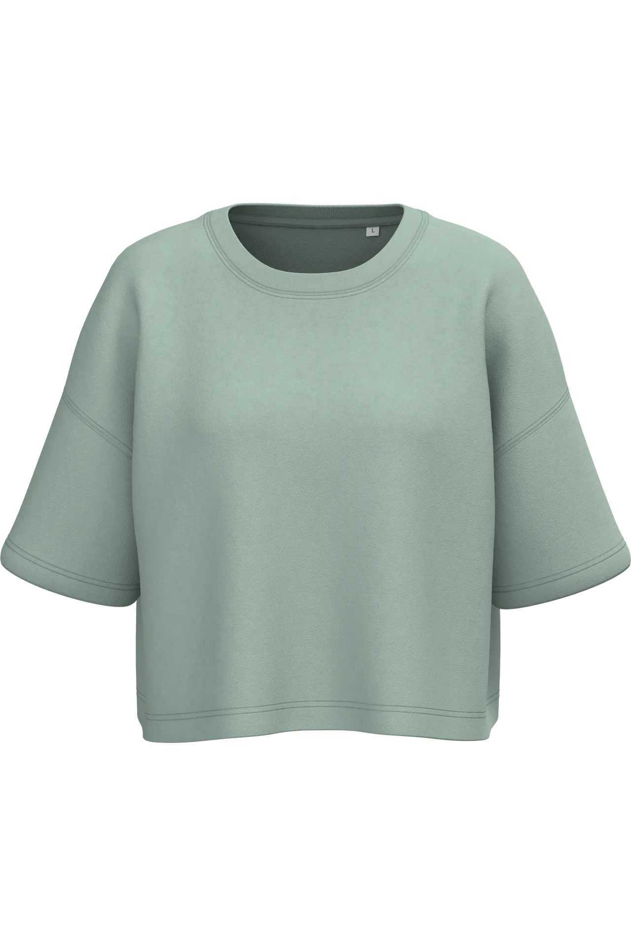 Damen Cropped-Sweatshirt mit kurzen Ärmeln und Rundhalsausschnitt