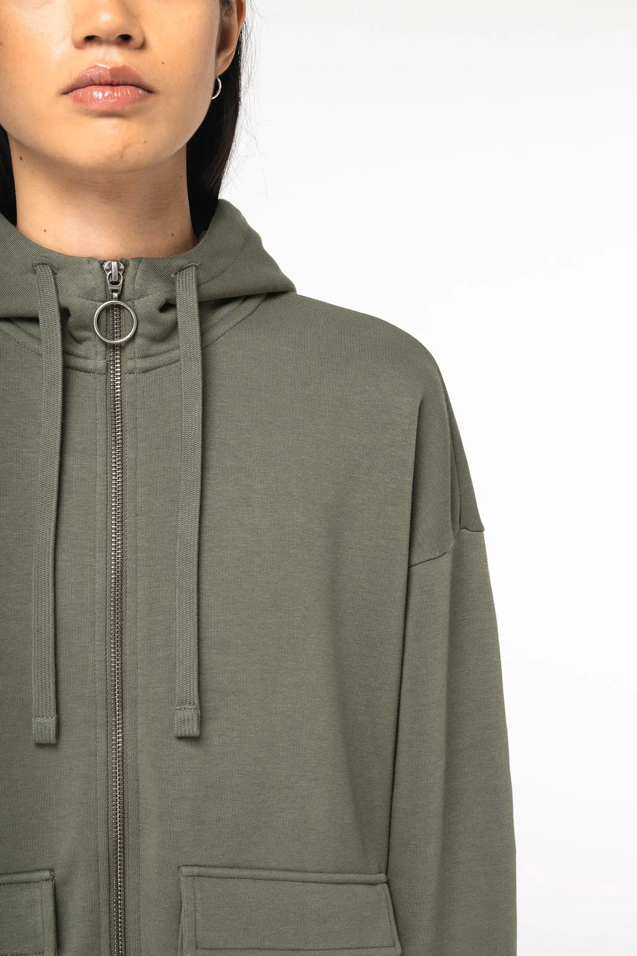 Umweltfreundliches Damen-Kapuzensweatshirt aus French Terry mit Reißverschluss