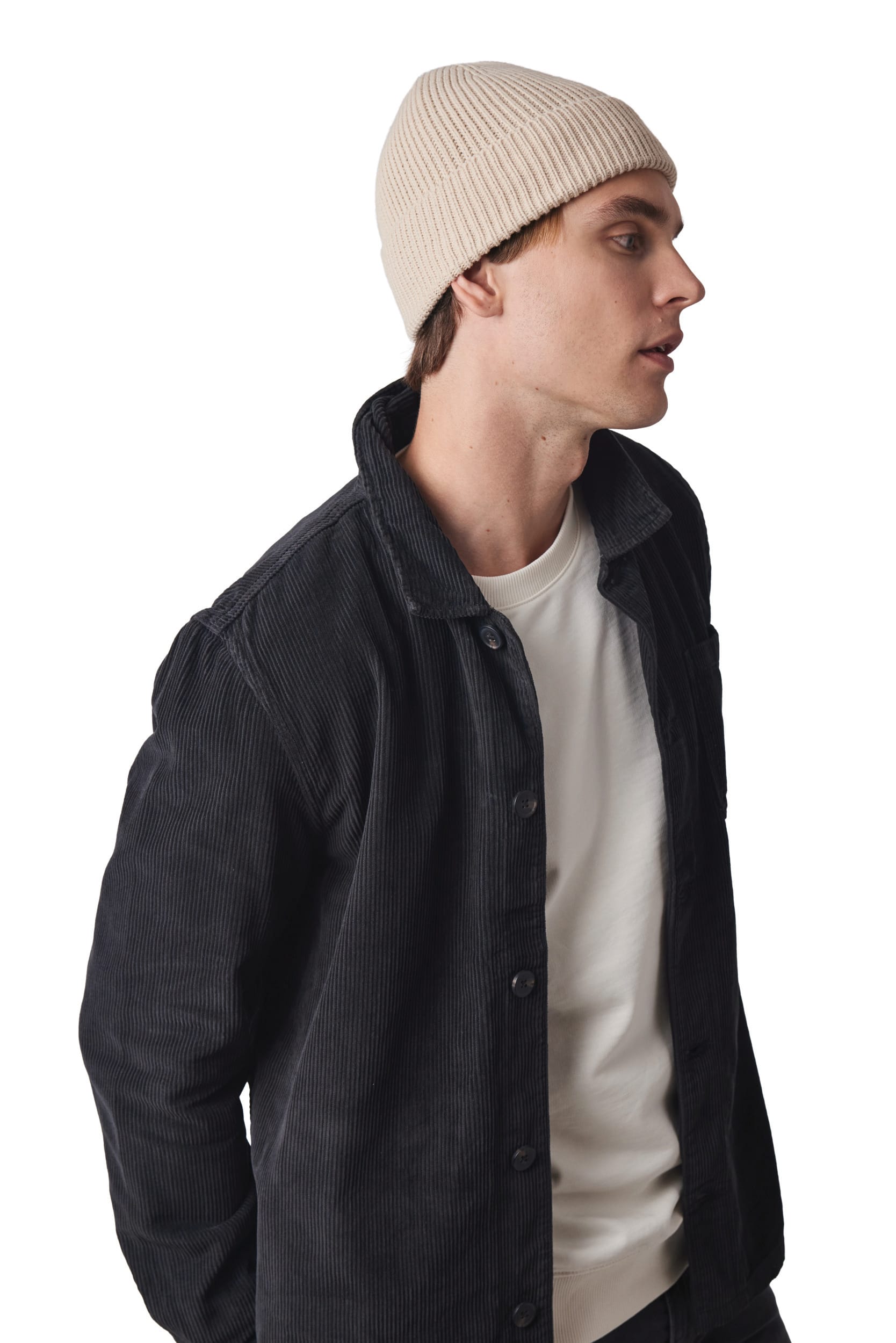 Gerippte Mütze mit Umschlag