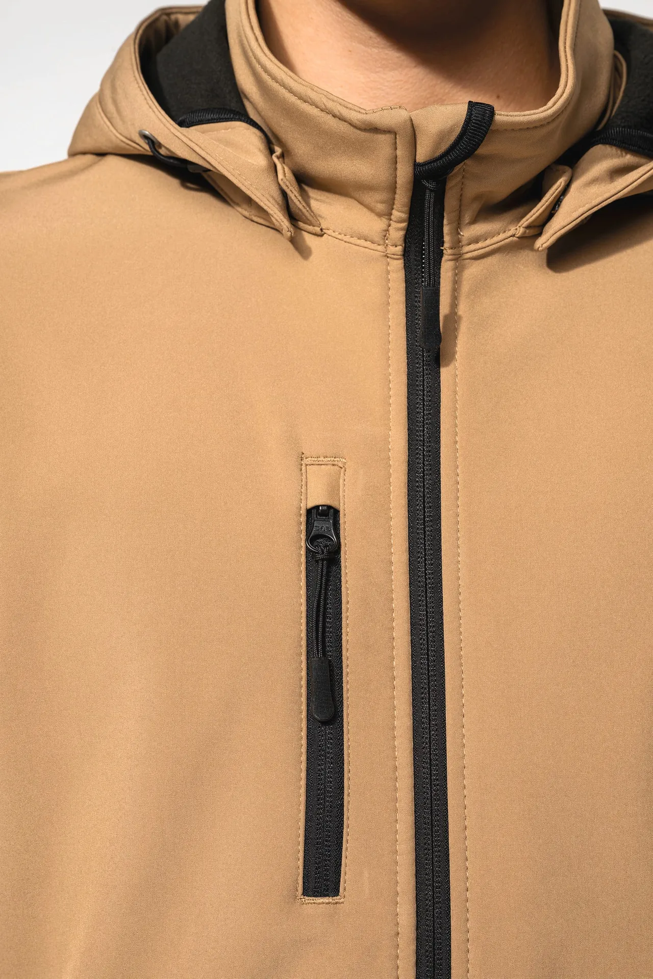 3-lagige Unisex-Softshell-Jacke mit Kapuze und abnehmbaren Ärmeln