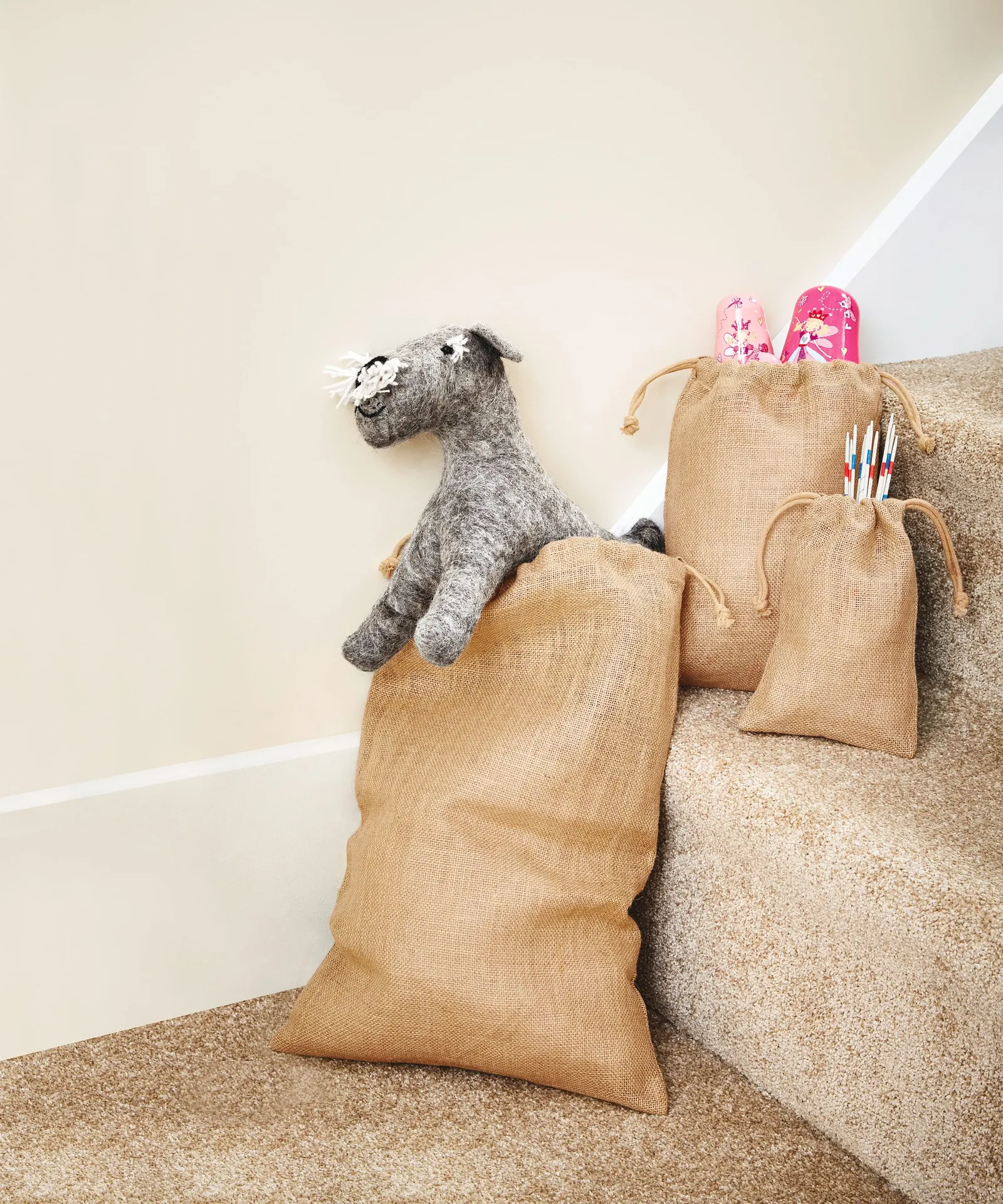 Jute Tasche mit Kordeln