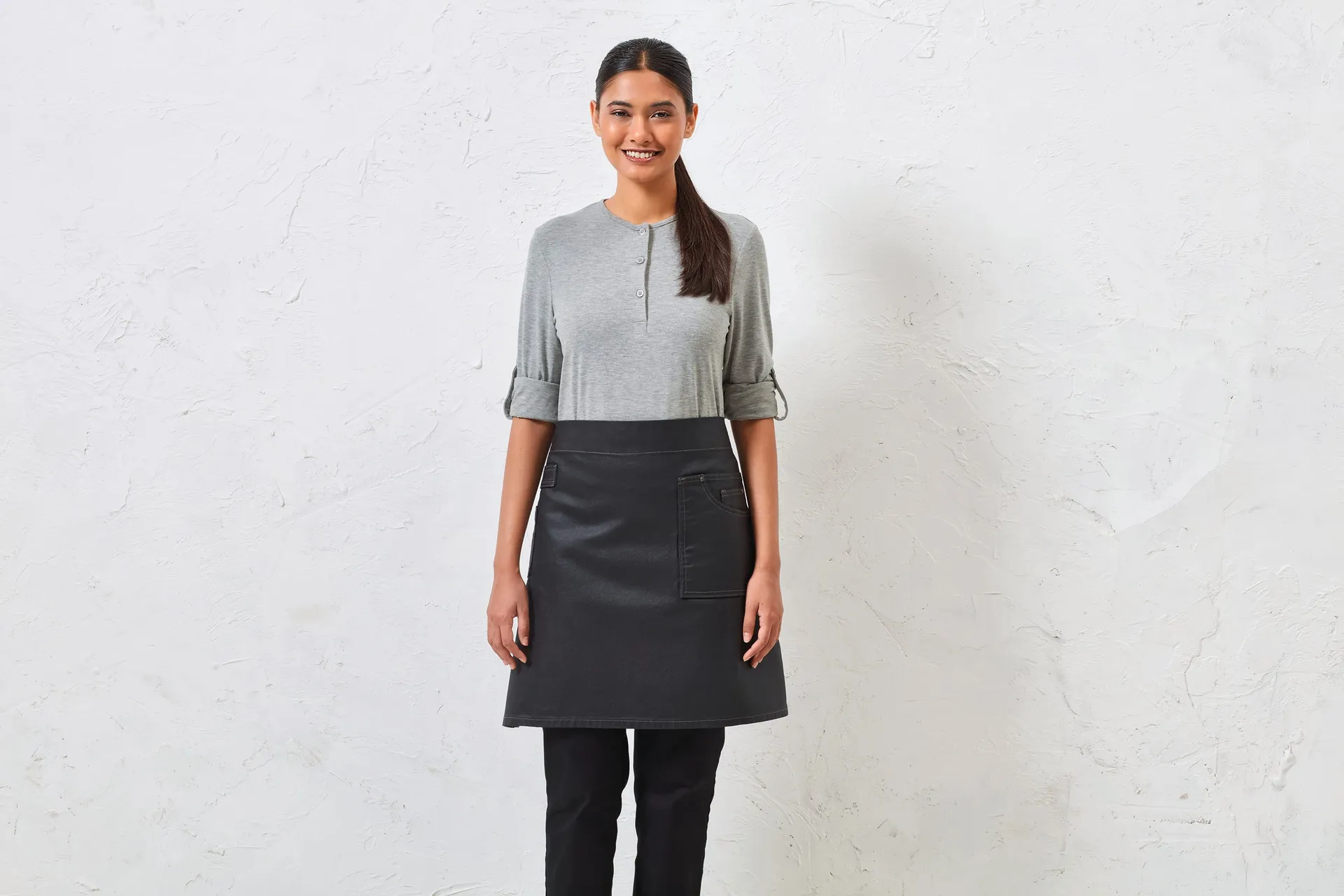 Division - Waxed look denim waist apron