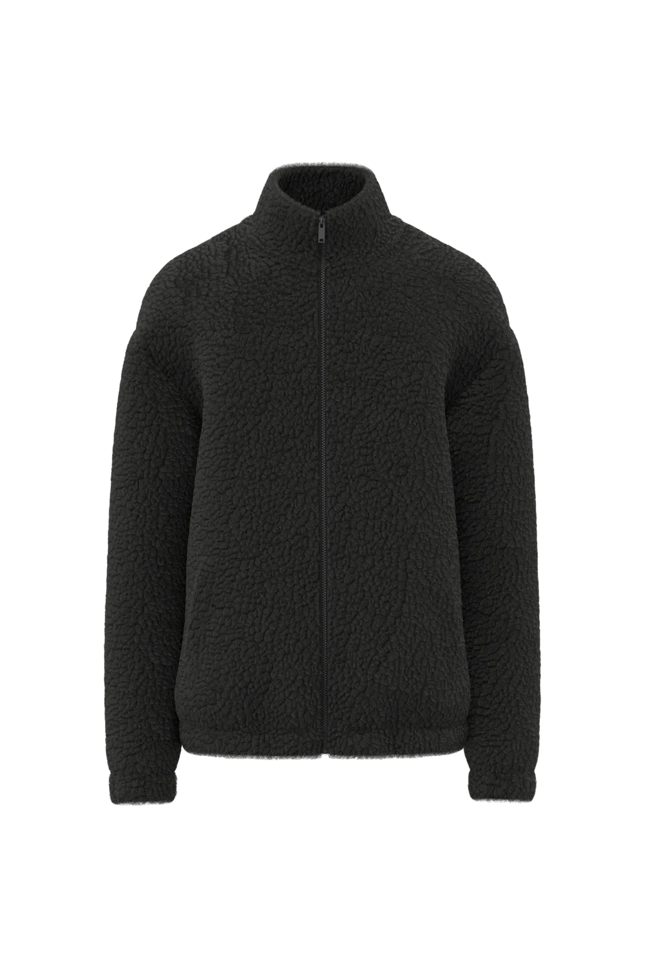 Unisex-Sweatshirt aus Sherpa mit Reißverschluss und überschnittenen Schultern