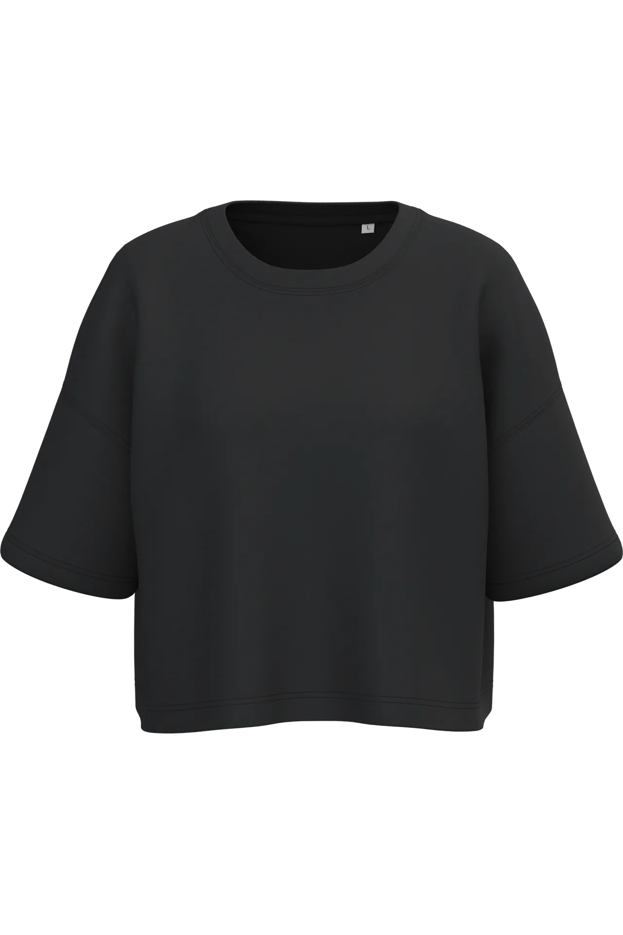 Damen Cropped-Sweatshirt mit kurzen Ärmeln und Rundhalsausschnitt