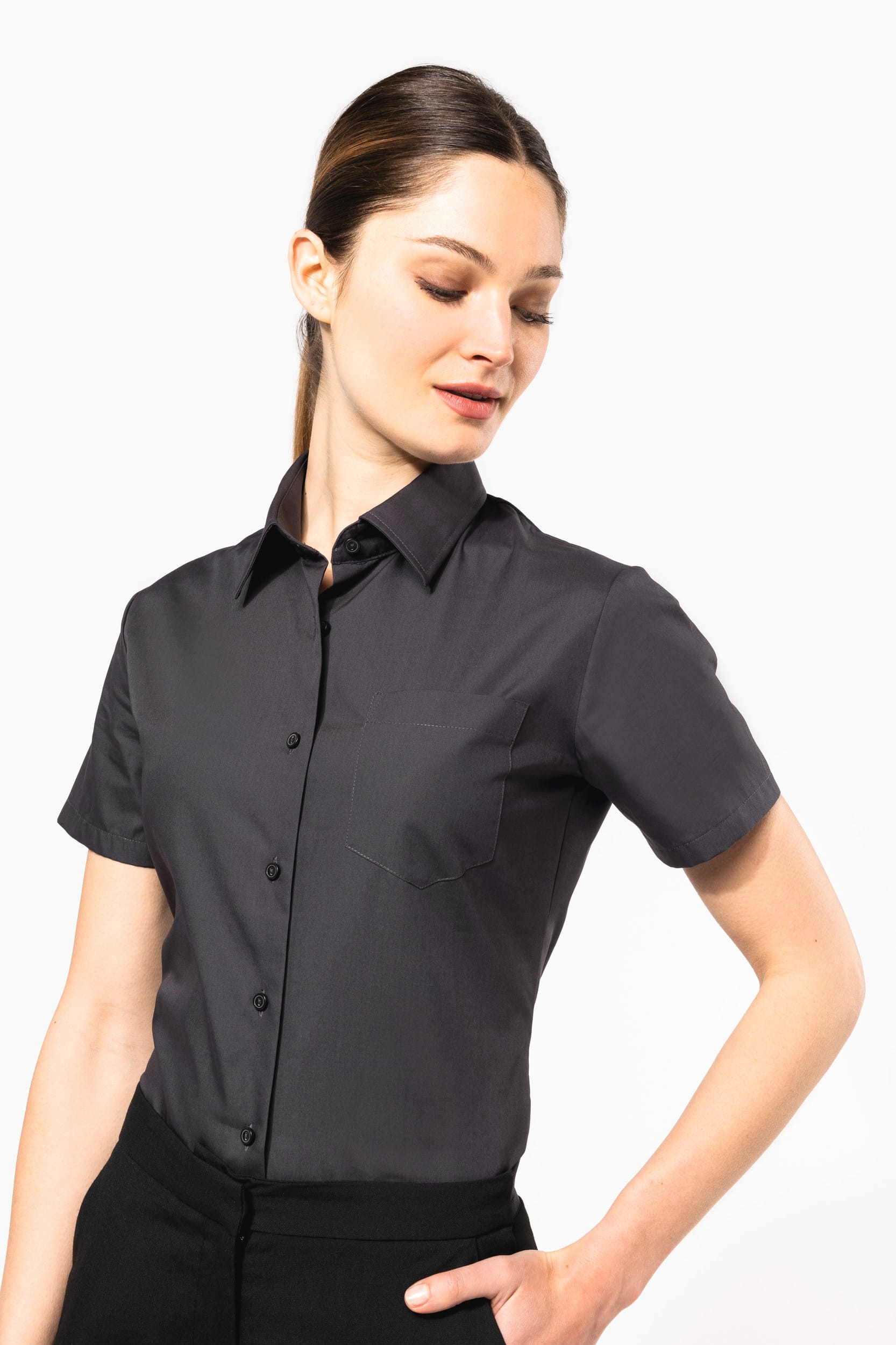 Damen Popelinebluse Kurzarm