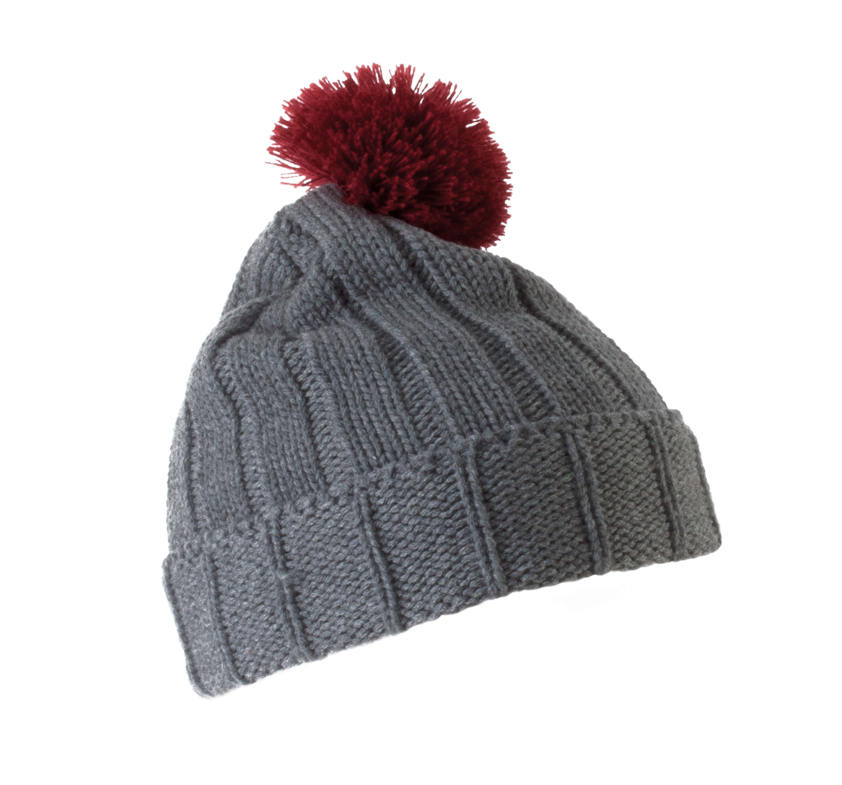 Bommelmütze mit Umschlag.