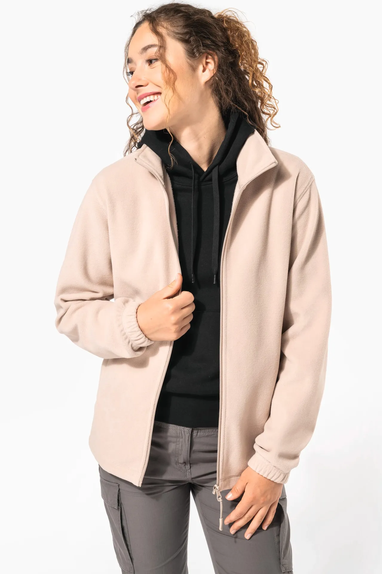 Verstellbare Fleecejacke mit elastischen Ärmelbündchen