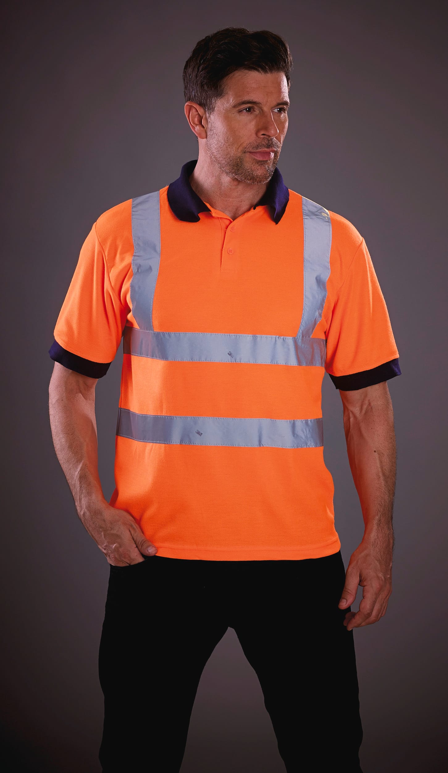 YOKO Kurzärmliges Polo Shirt in Warnfarbe