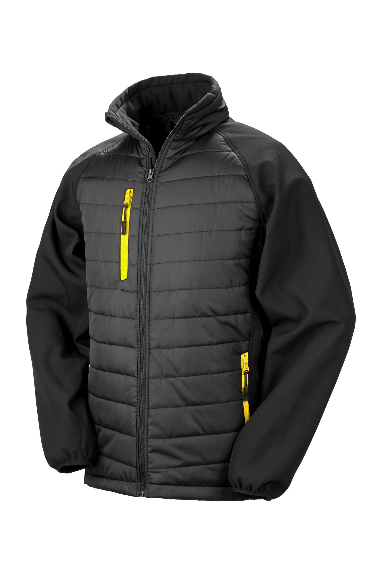 Black compass padded soft shell jacke