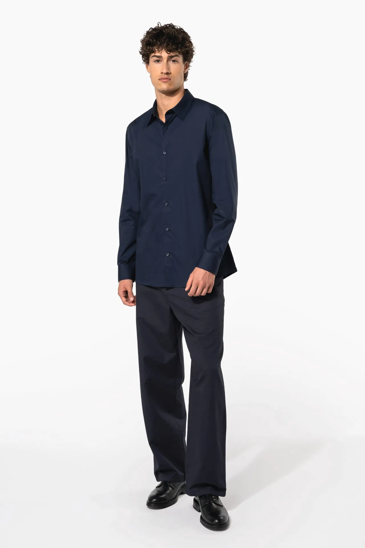 Langärmeliges Popeline-Herrenhemd