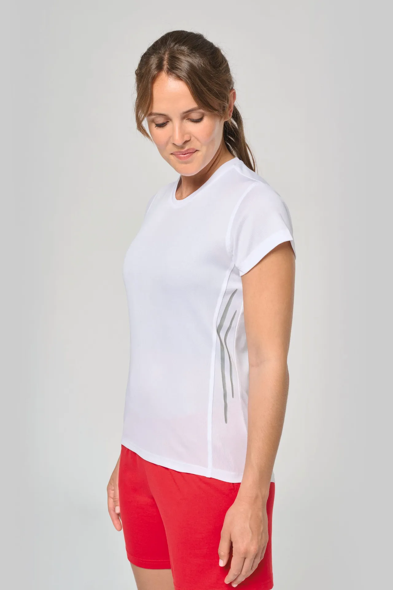 Damen Kurzarm Sport-T-Shirt. Bi-Material