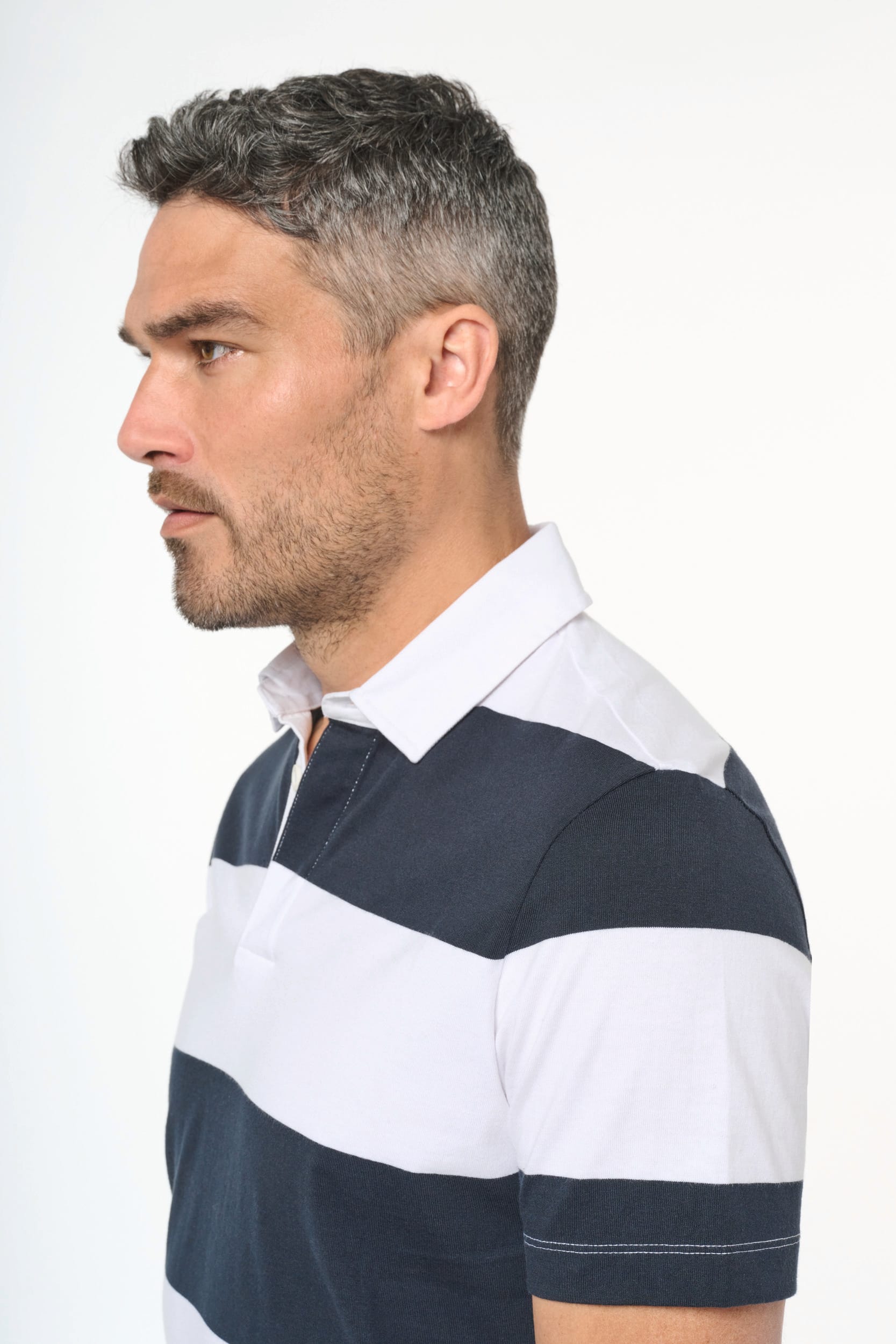 Gestreiftes Polohemd mit kurzen Ärmeln, Unisex