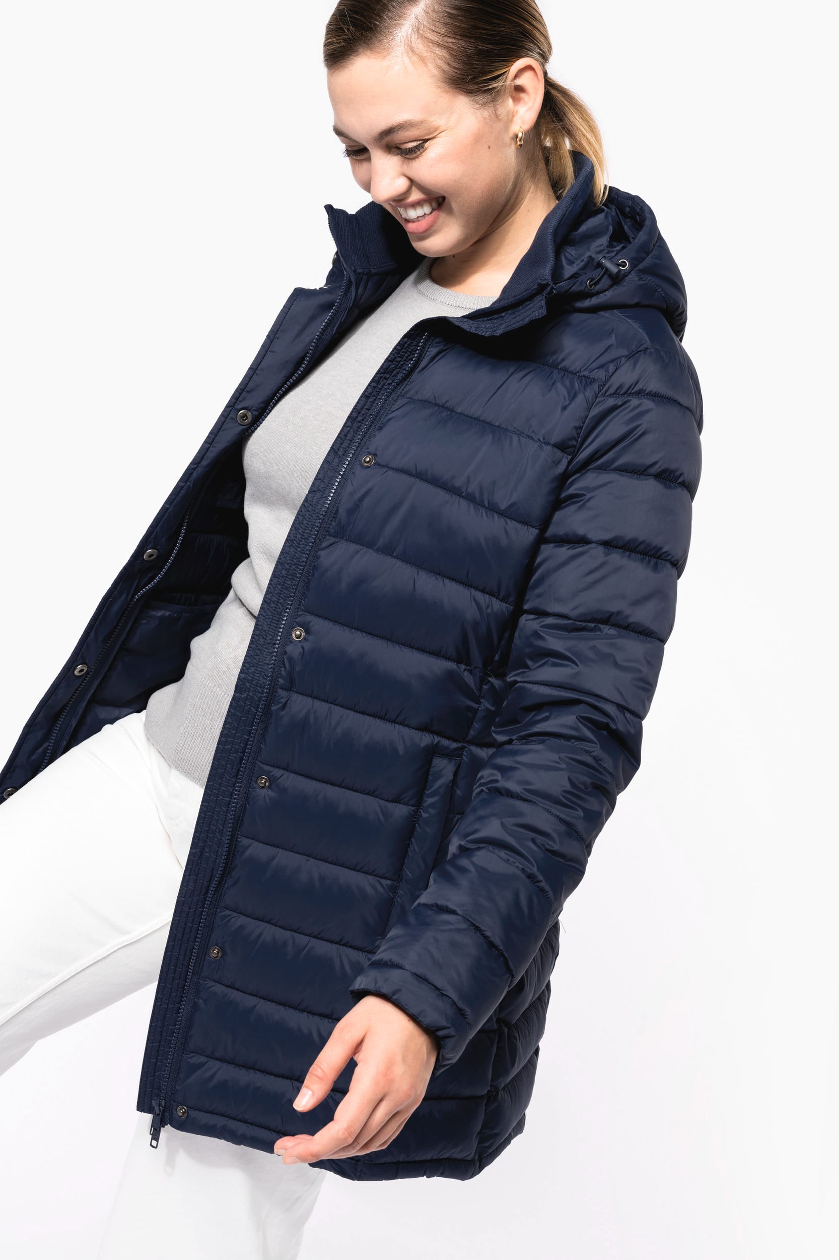 Leichter Damen-Daunenparka mit Kapuze