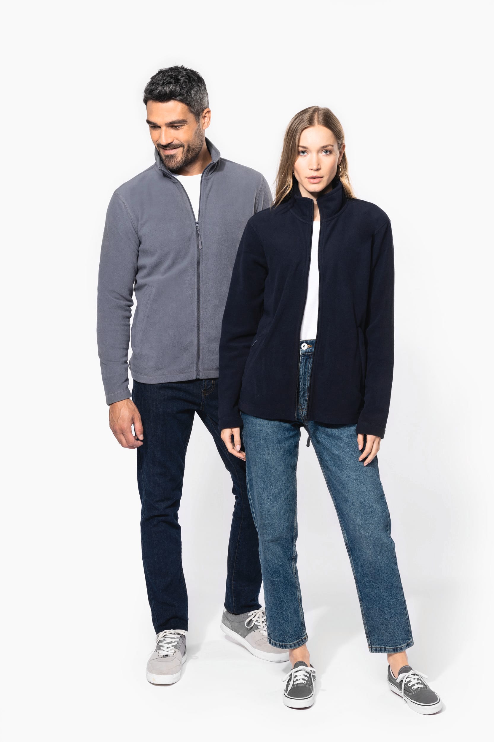 Mikrofleece-Jacke durchgehender Reißverschluss