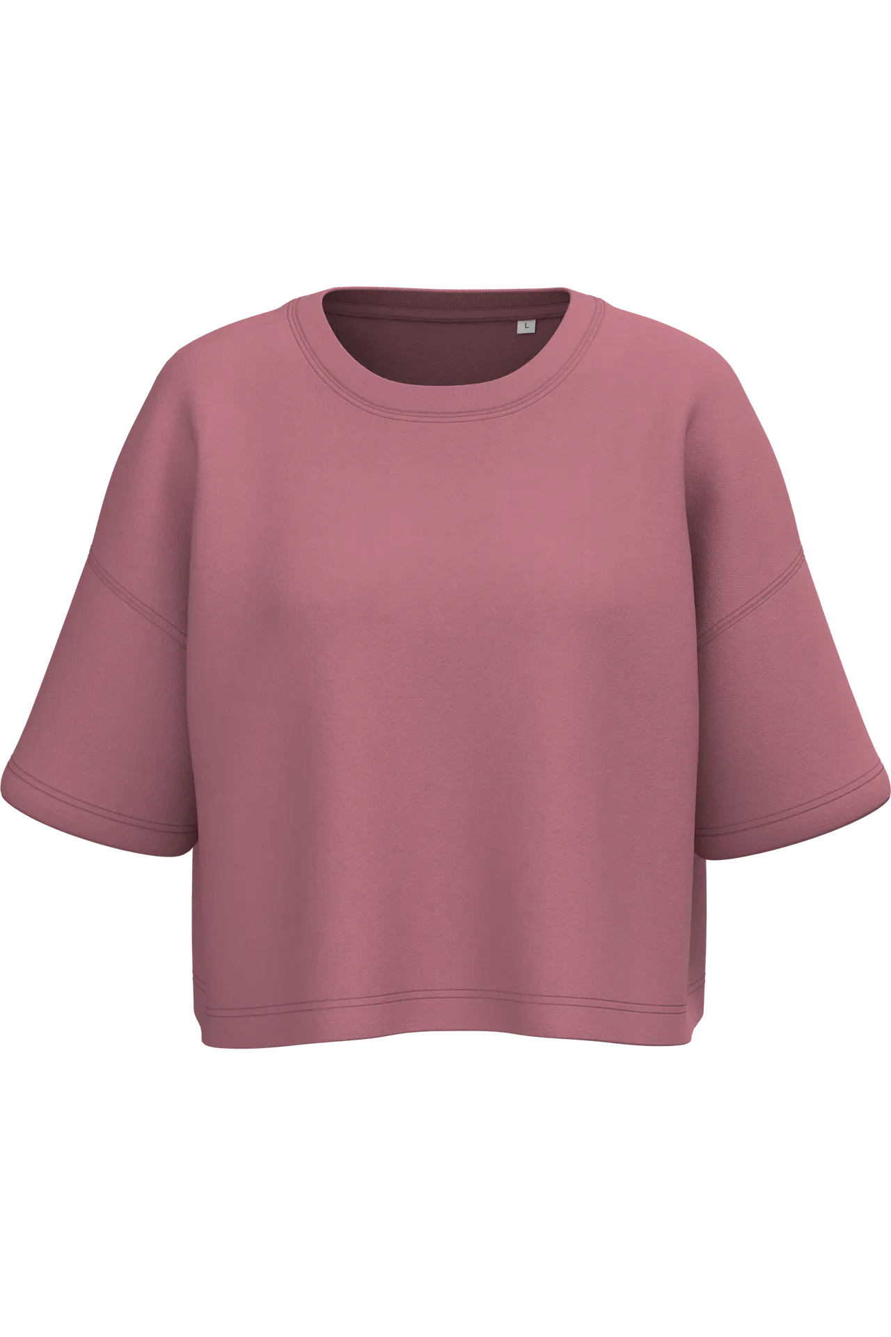 Damen Cropped-Sweatshirt mit kurzen Ärmeln und Rundhalsausschnitt