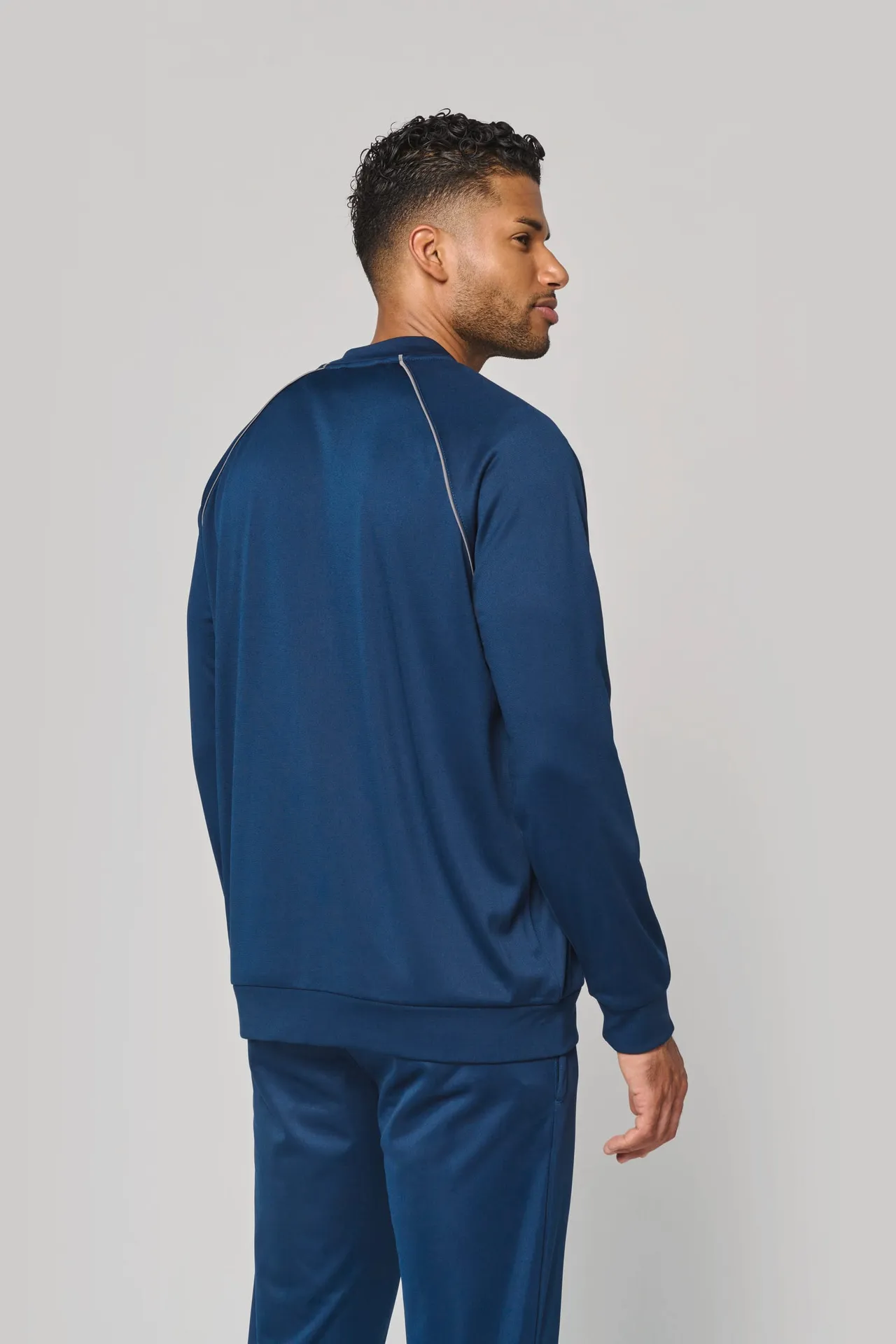 Unisex-Trainingsjacke mit Reißverschluss und Paspel