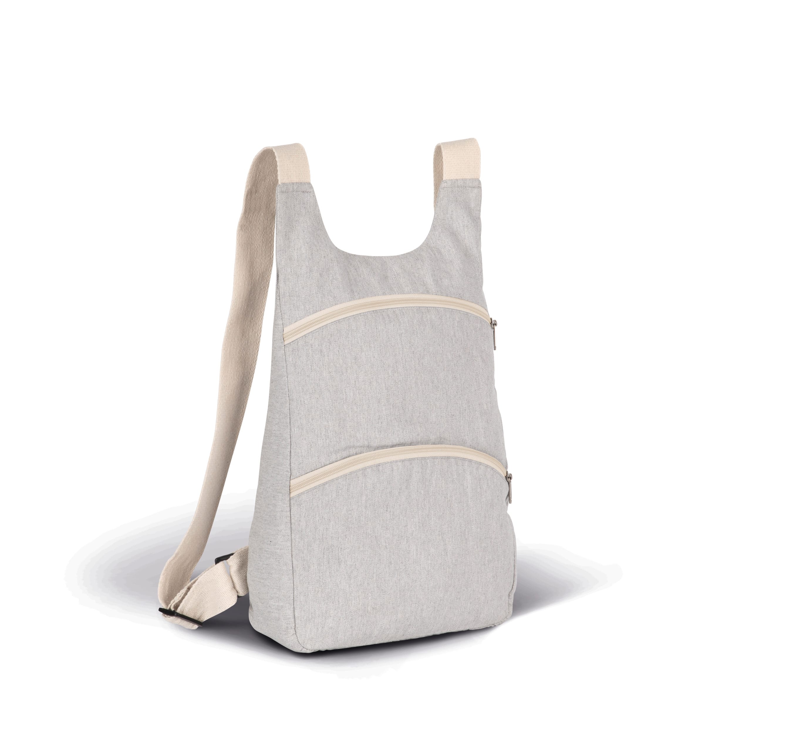 Recycelter Rucksack mit Anti-Diebstahlschutz-Tasche auf der Rückseite