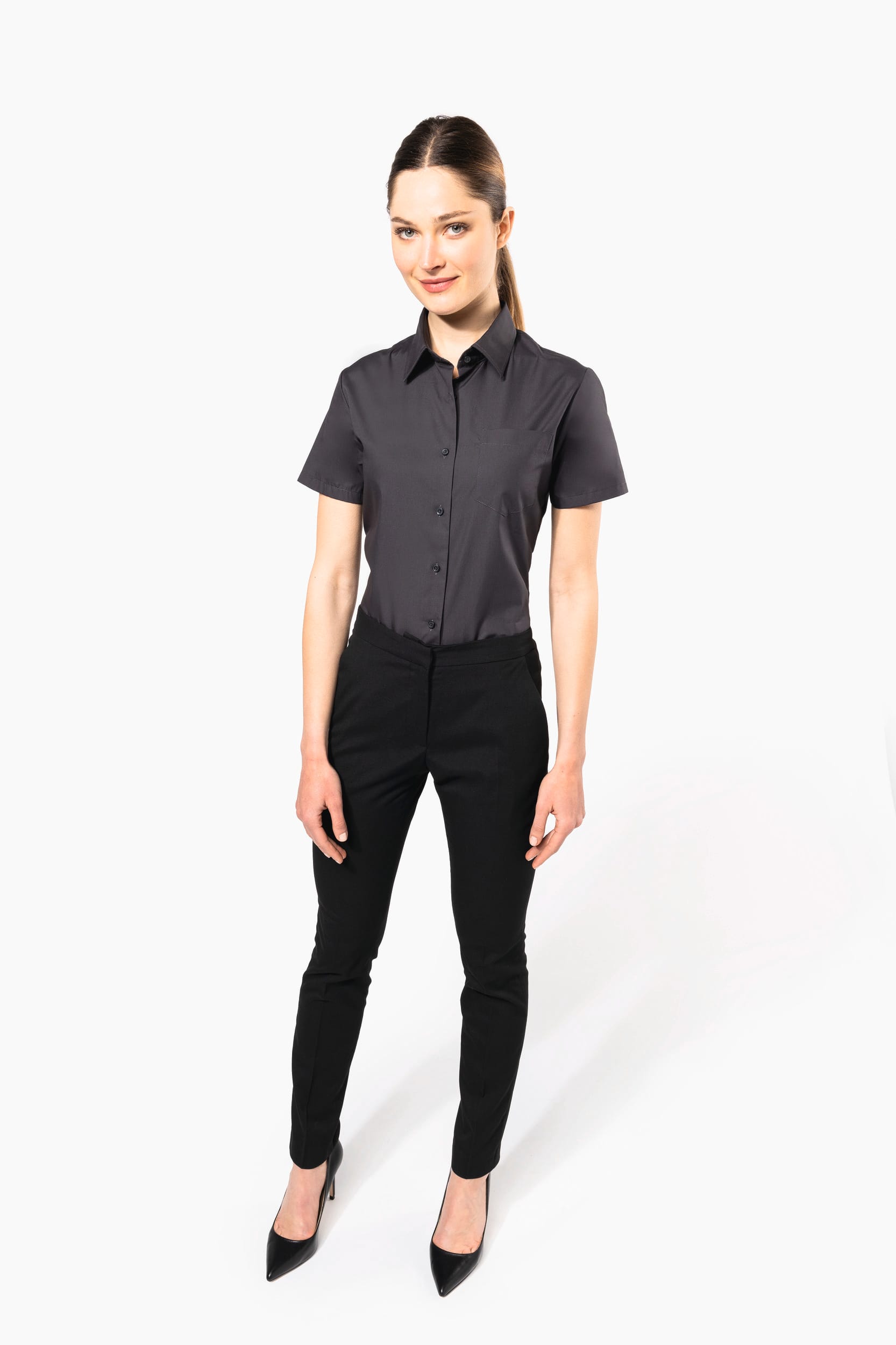 Damen Popelinebluse Kurzarm