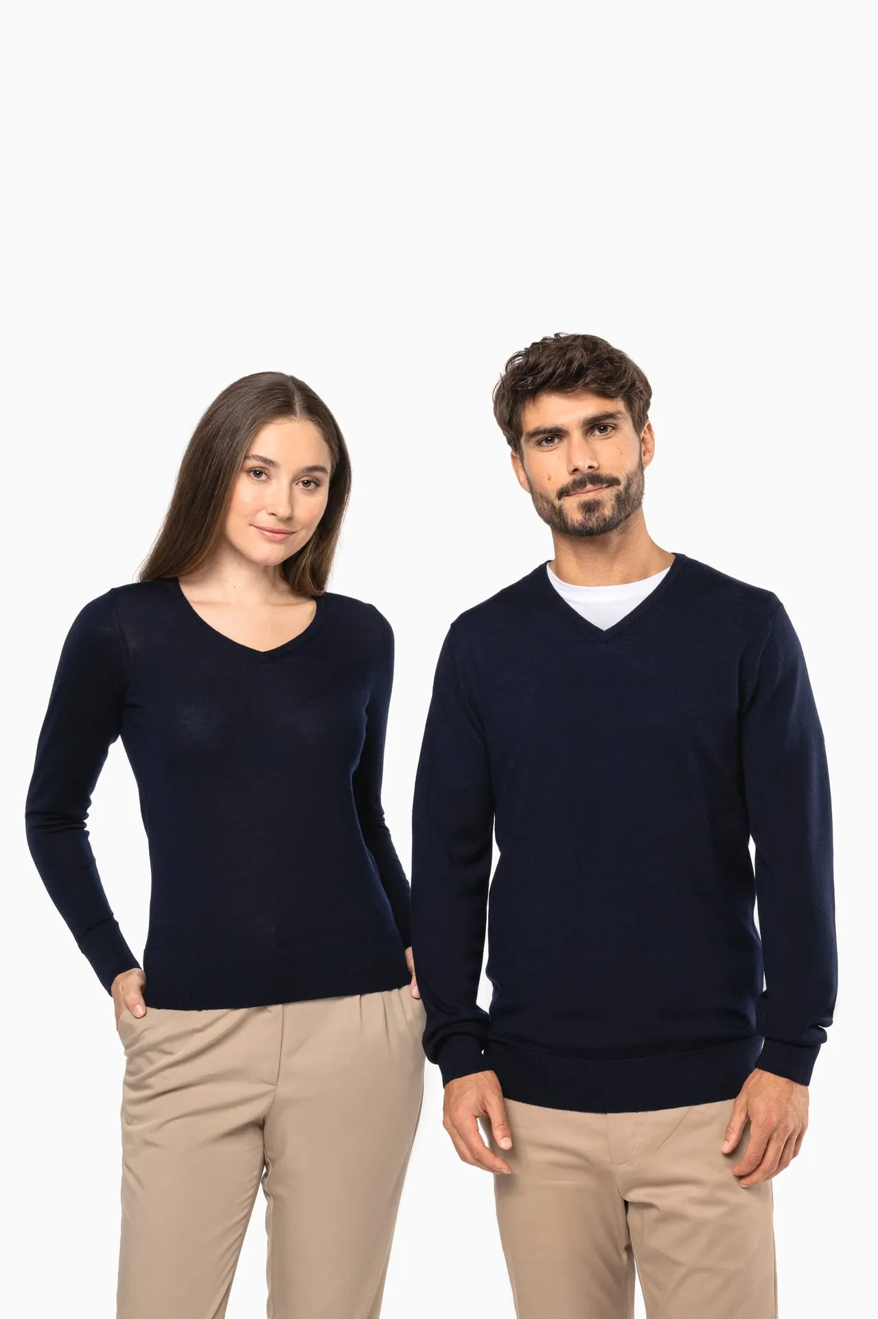 Merino-Damenpullover mit V-Ausschnitt